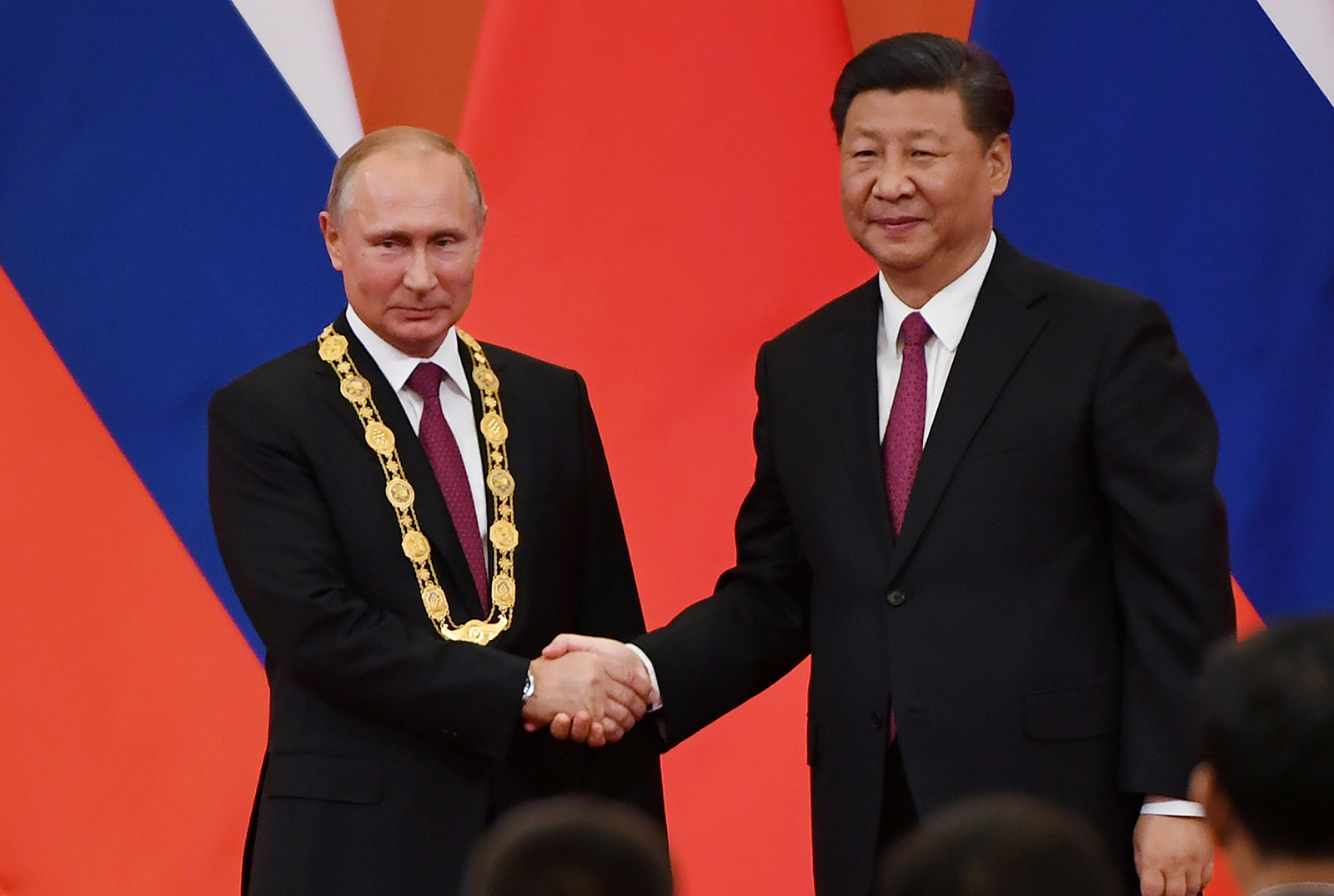 Xi Jinping and Russian President Vladimir Putin in Beijing on June 8, 2018.