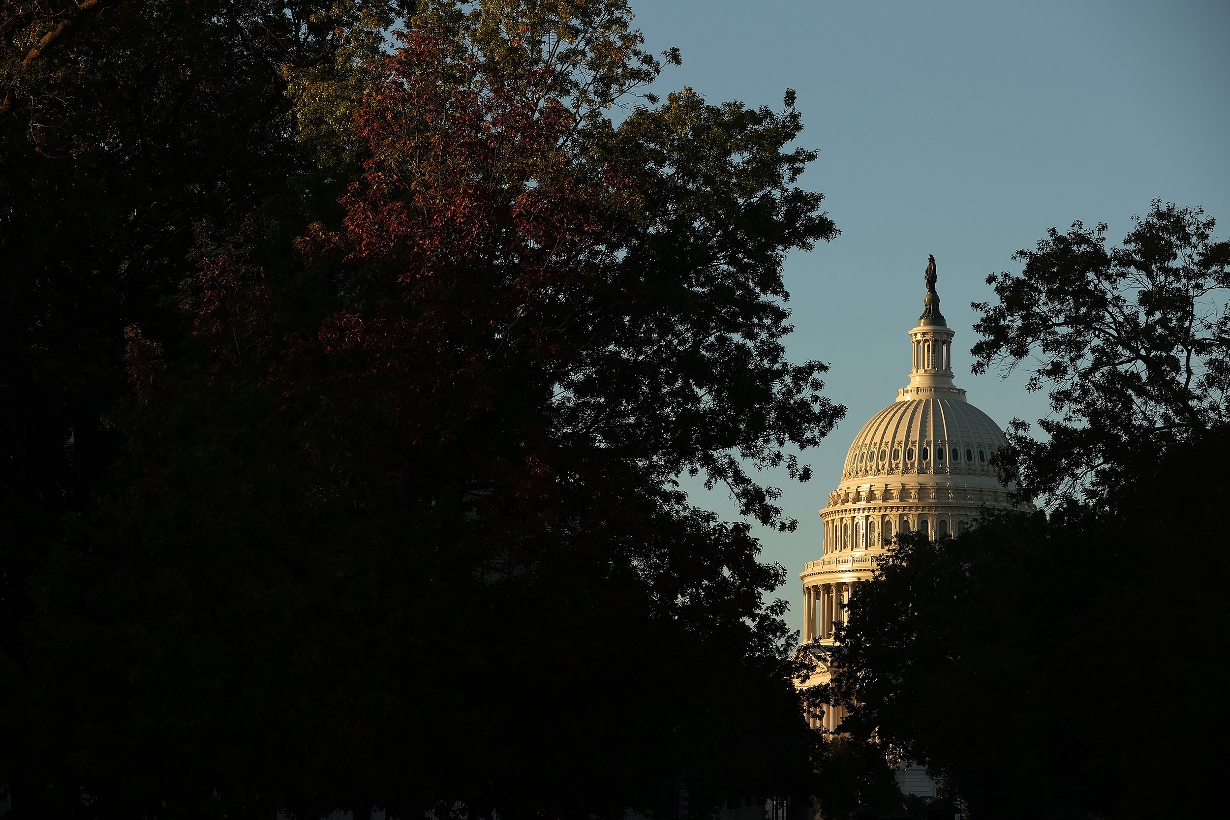 Sunlight illuminates the US Capitol dome on Thursday morning.