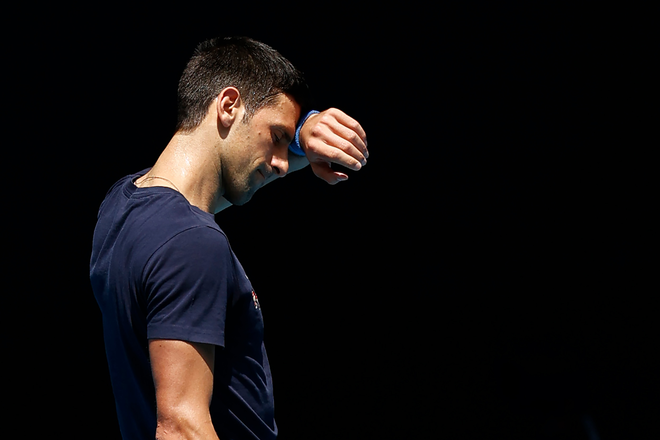 Novak Djokovic practiced at Melbourne Park on Friday before his visa was canceled for a second time. 