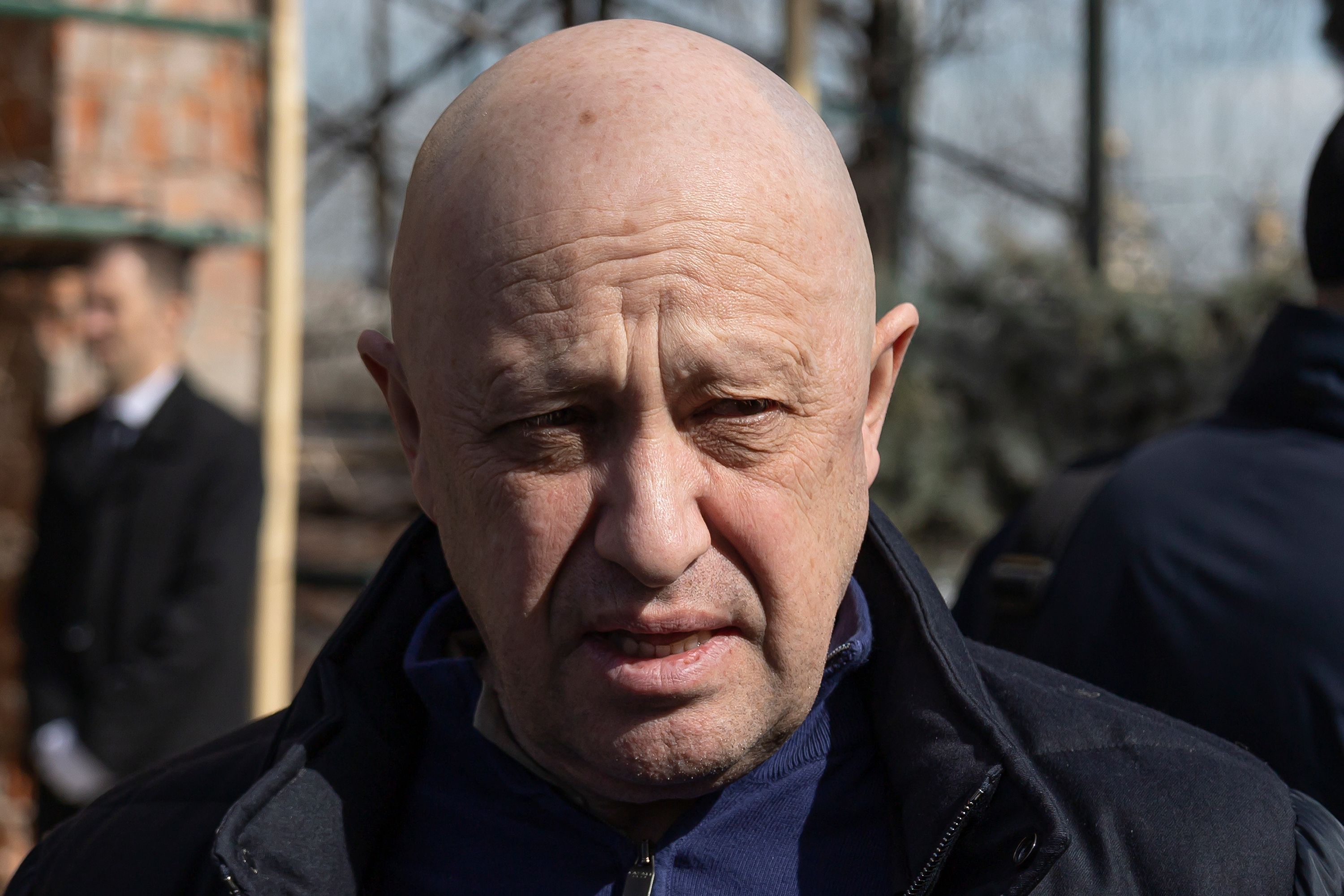 Yevgeny Prigozhin, the owner of the Wagner Group military company, arrives during a funeral ceremony at the Troyekurovskoye cemetery in Moscow, Russia, on April 8.