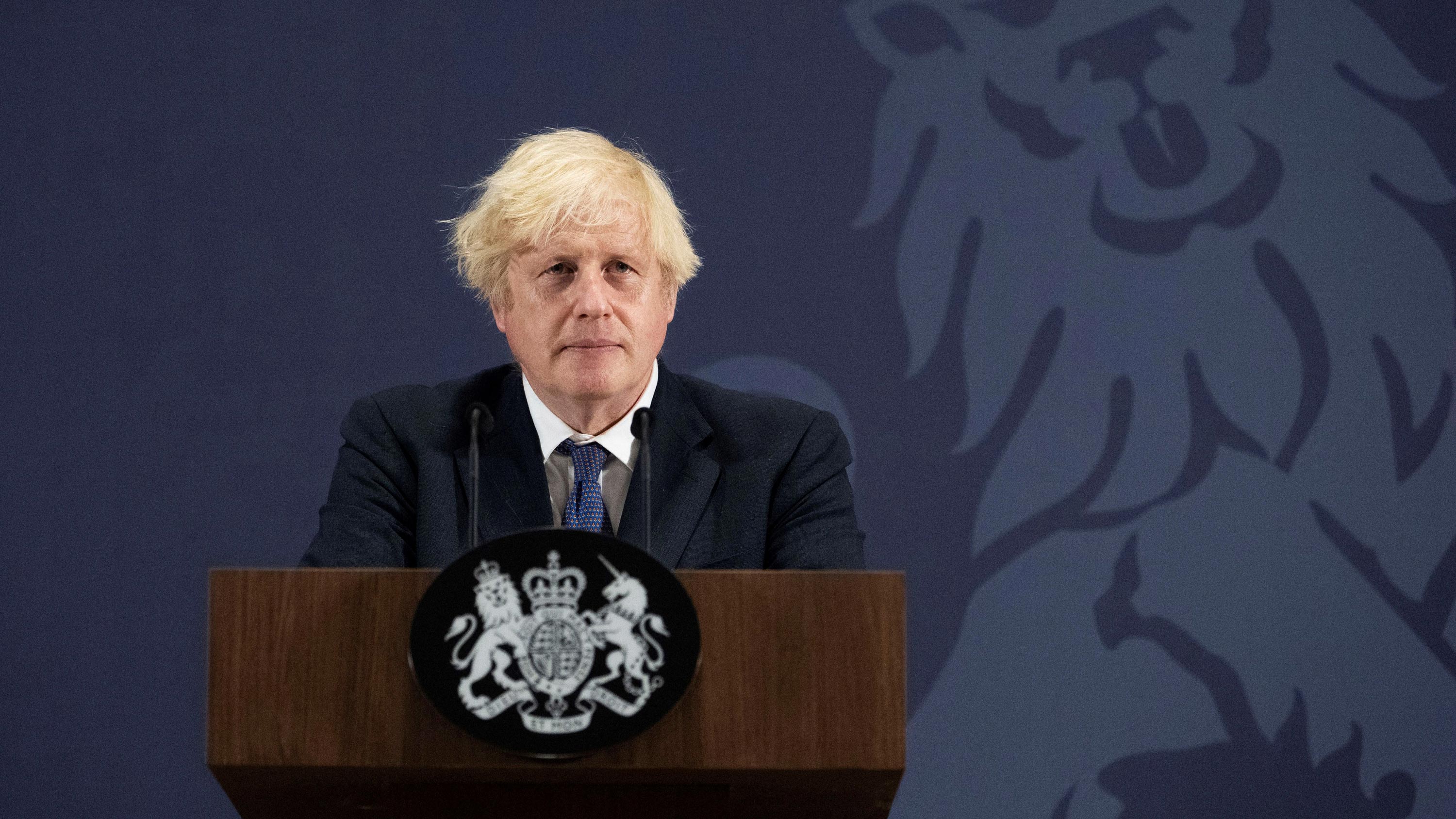 UK Prime Minister Boris Johnson speaks during a visit to the UK Battery Industrialisation Centre in Coventry, England, on July 15.