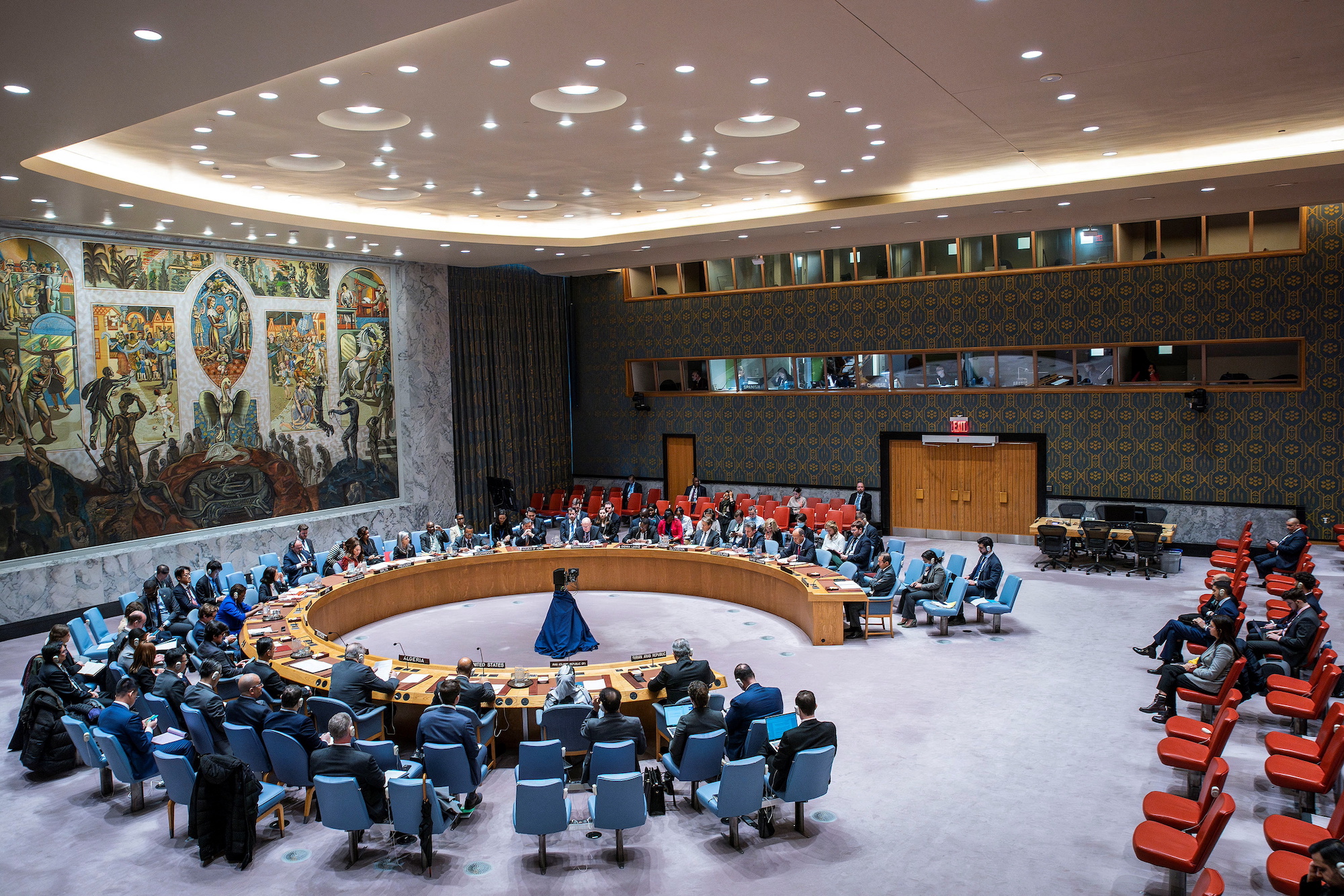The United Nations Security Council meets at the UN headquarters in New York Cit on April 2.