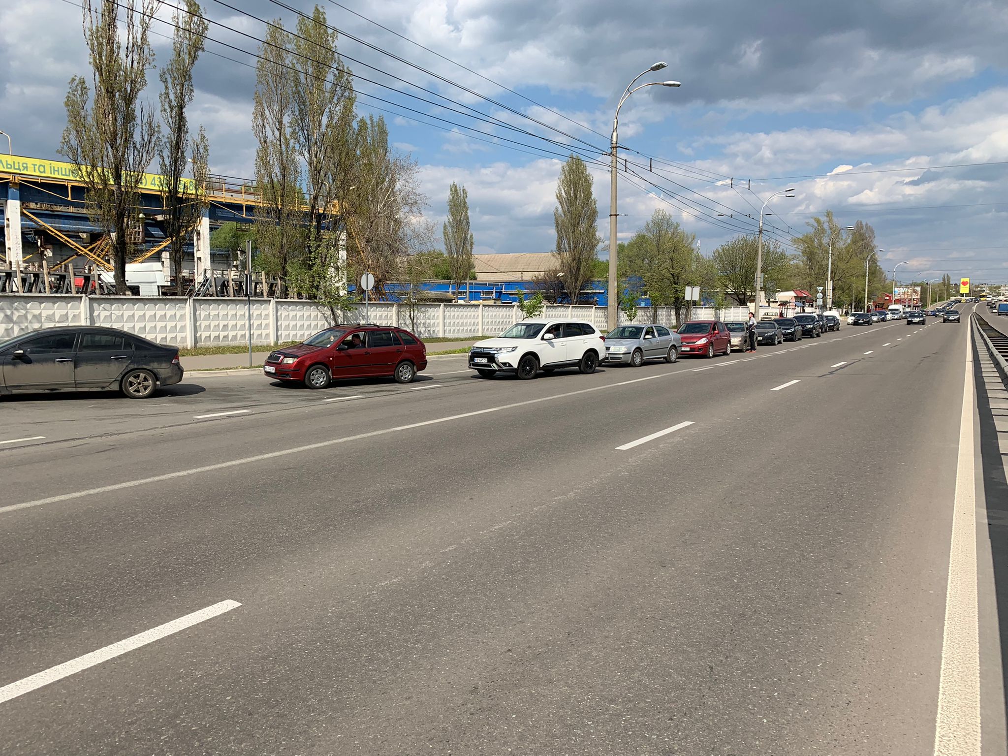 Long lines for fuel at a gas station in Kyiv, Ukraine, on May 3.