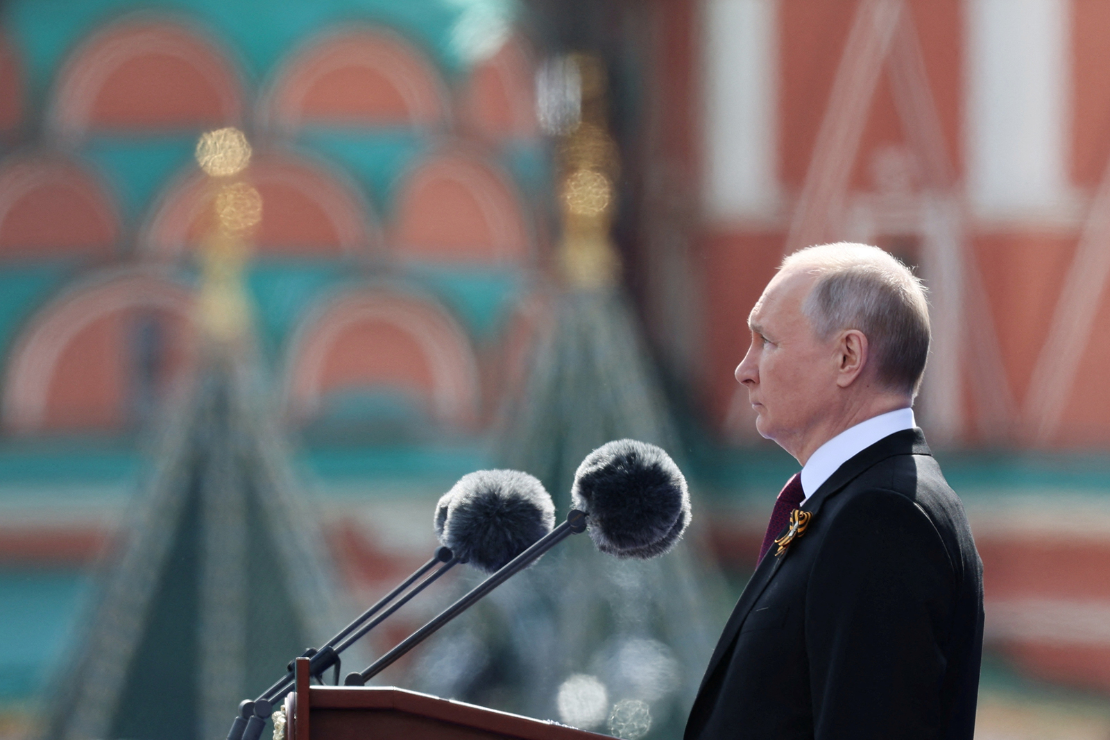 Vladimir Putin delivers a speech during a military parade on Victory Day, which marks the 78th anniversary of the victory over Nazi Germany in World War Two, in Red Square in central Moscow, on May 9.