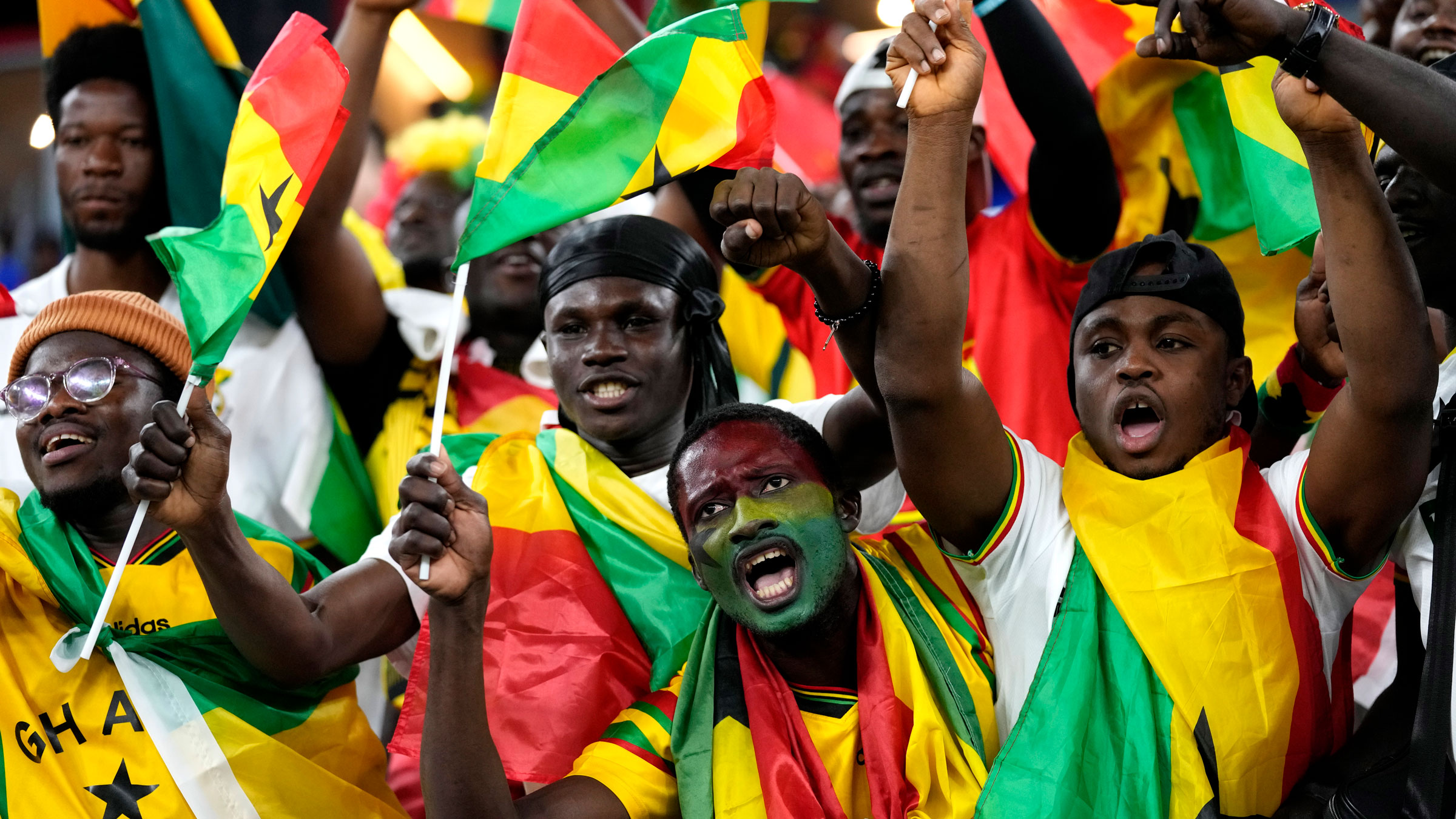 Fans of Ghana cheer before the start of Thursday's match against Portugal.