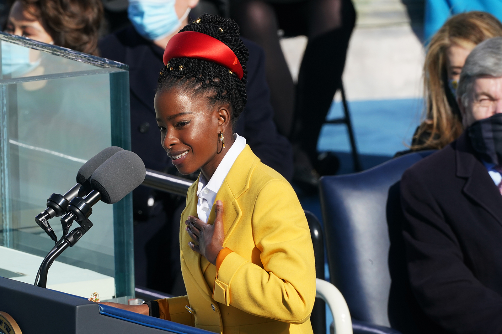 Youth Poet Laureate Amanda Gorman speaks during the inauguration of US President Joe Biden on the West Front of the US Capitol in Washington, DC, on January 20.