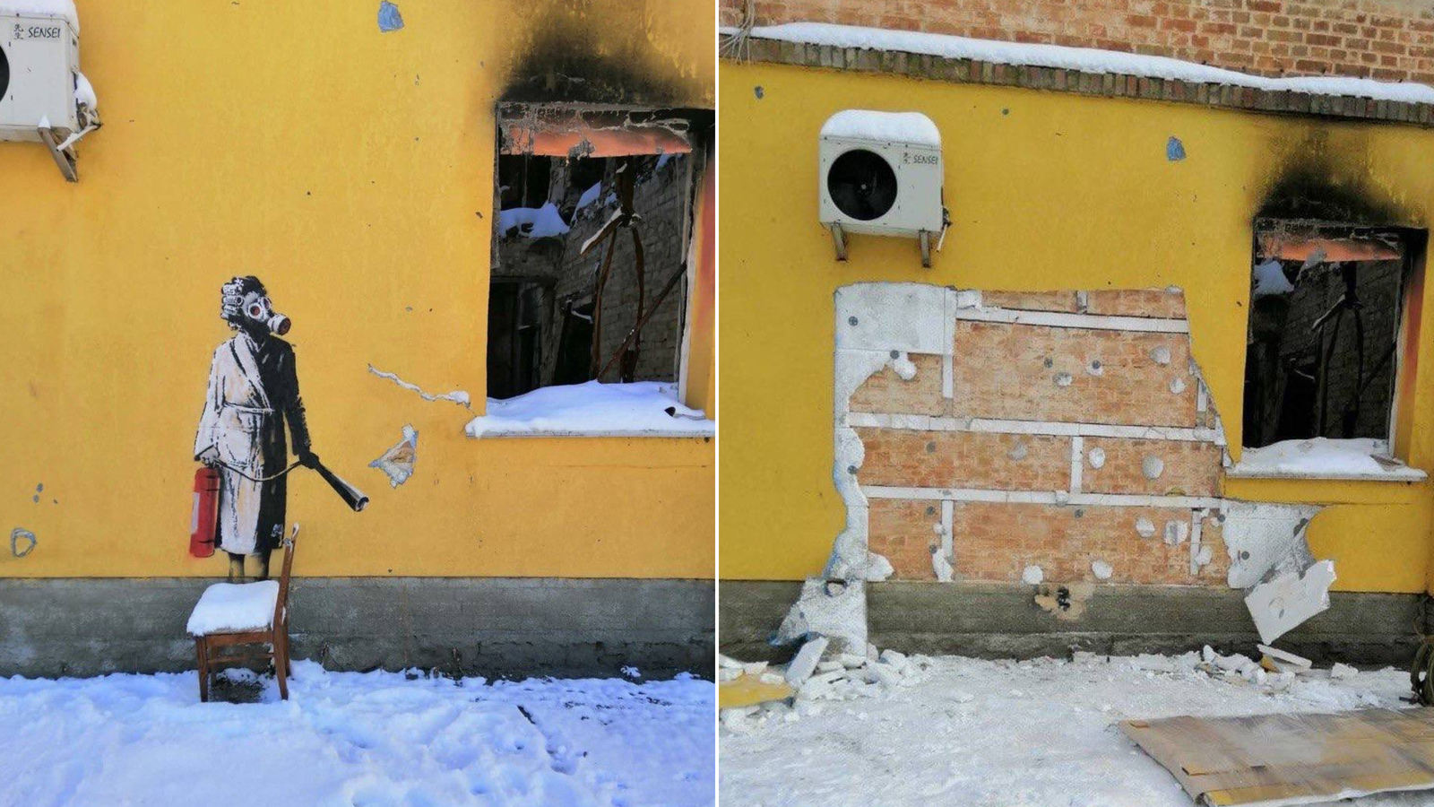 A group of people tried to steal a Banksy mural in Ukraine.