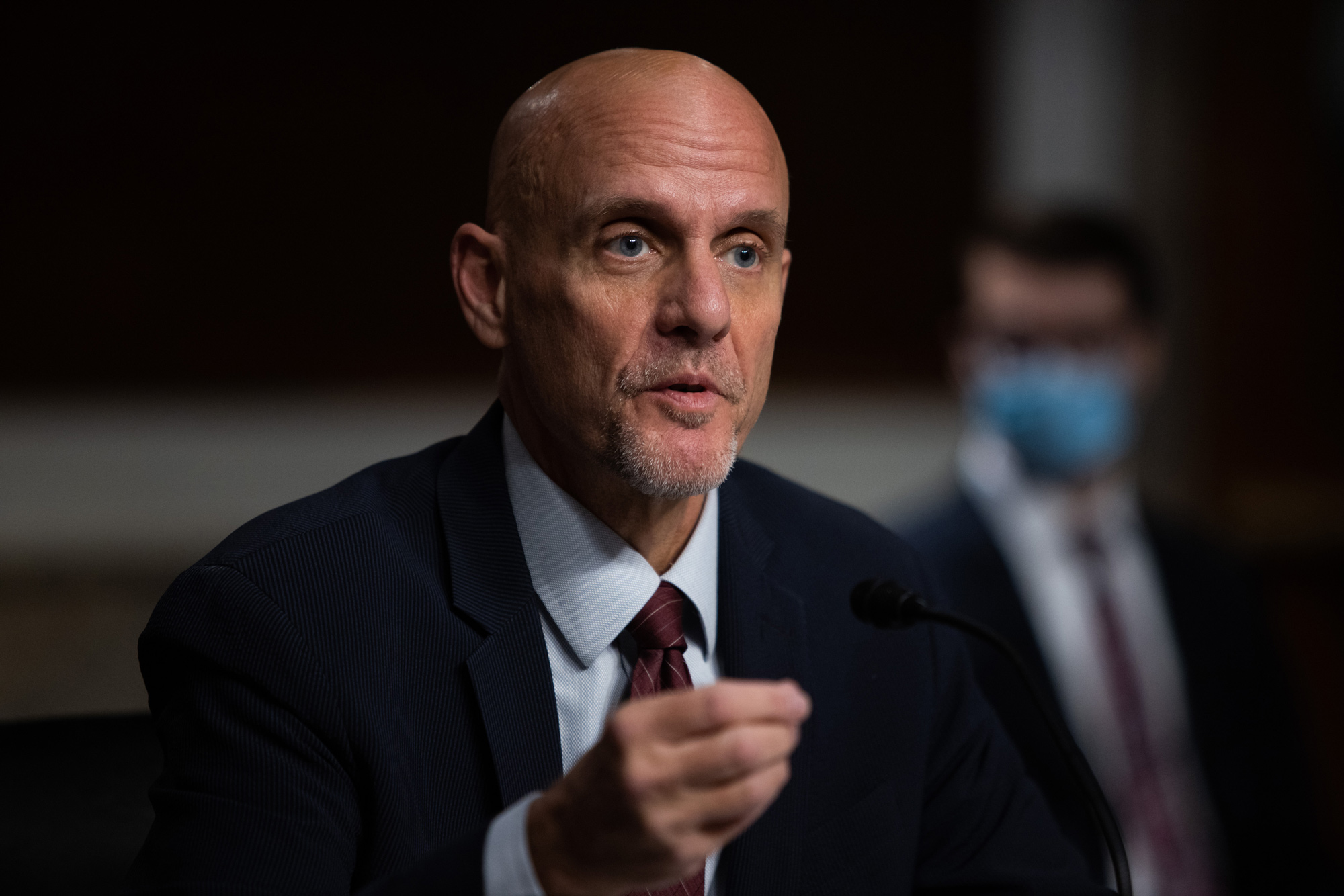 US Commissioner of Food and Drugs Dr. Stephen Hahn testifies during a US Senate Senate Health, Education, Labor, and Pensions Committee hearing in Washington, DC, on September 23.