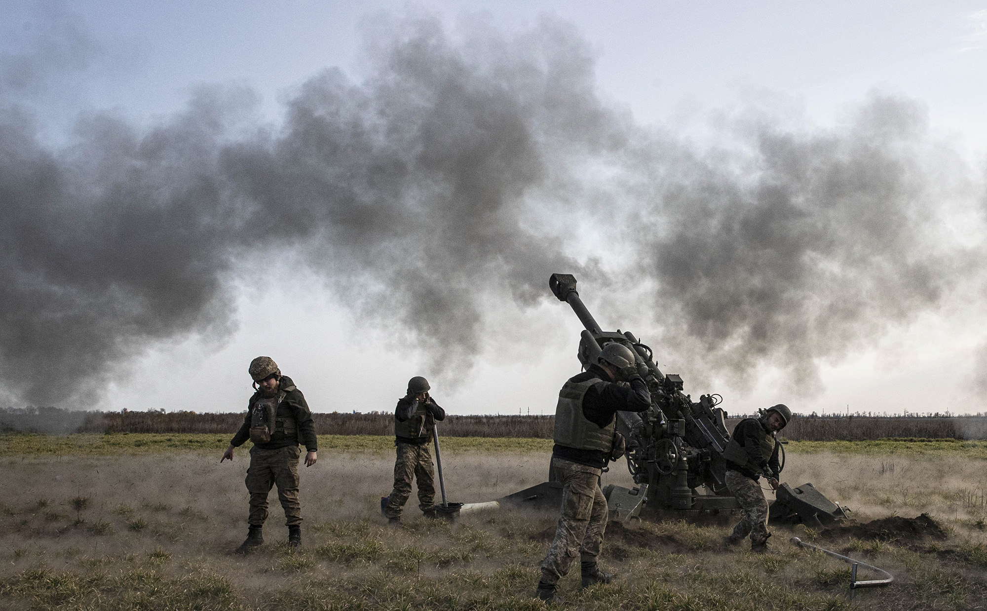 A Ukrainian howitzer fires in the Kherson Oblast, Ukraine, on November 5.