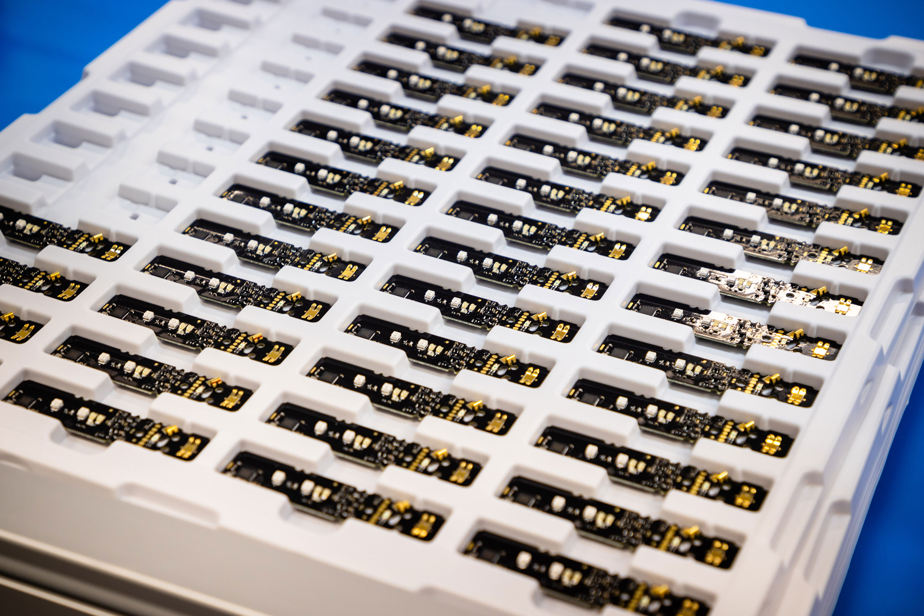 Components of Covid-19 at-home tests are seen at the production facility of Ellume in Brisbane, Australia, on December 21.