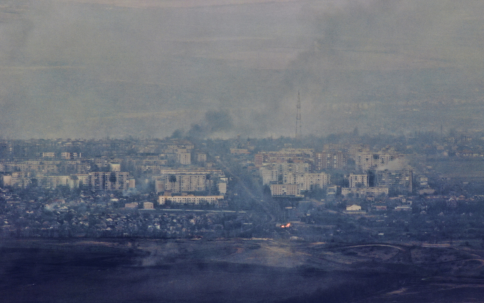 An aerial view of Bakhmut in the Donetsk region, Ukraine, on April 9.