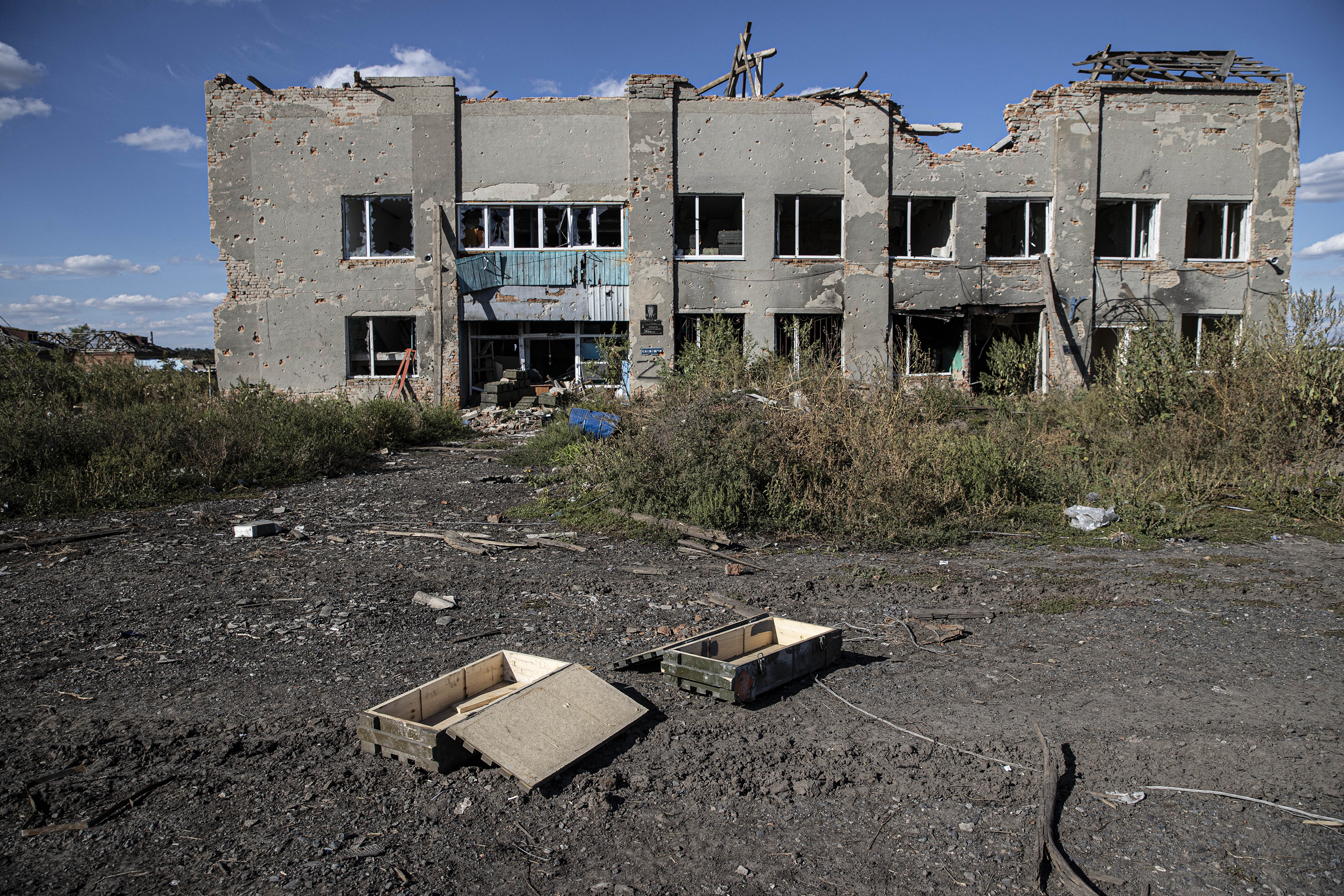 A general view of the damaged buildings as Russia-Ukraine war continues in Kharkiv, Ukraine on September 9, 2022.