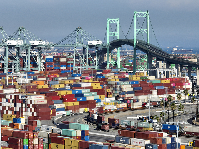 An aerial view of the the Port of Los Angeles in San Pedro, CA, on August 25.