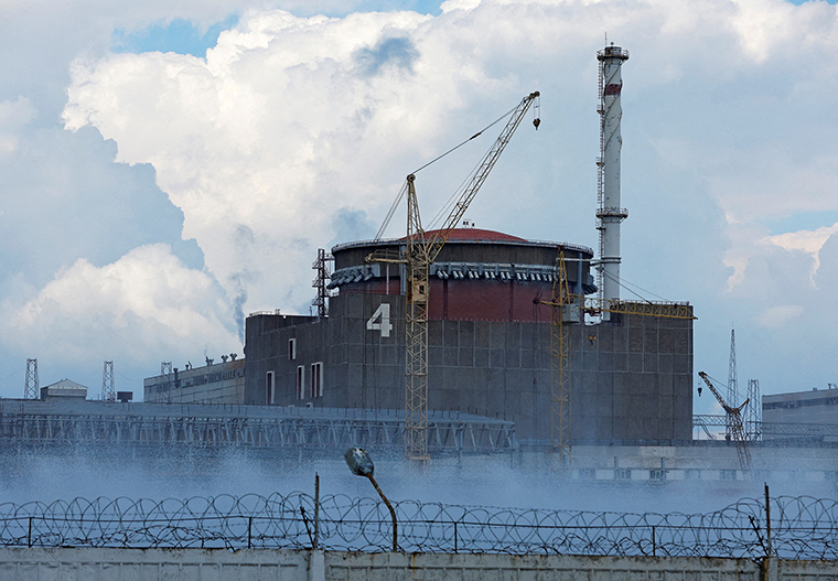 The Zaporizhzhia Nuclear Power Plant is seen on August, 4, outside the Russian-controlled city of Enerhodar in the Zaporizhzhia region, Ukraine.