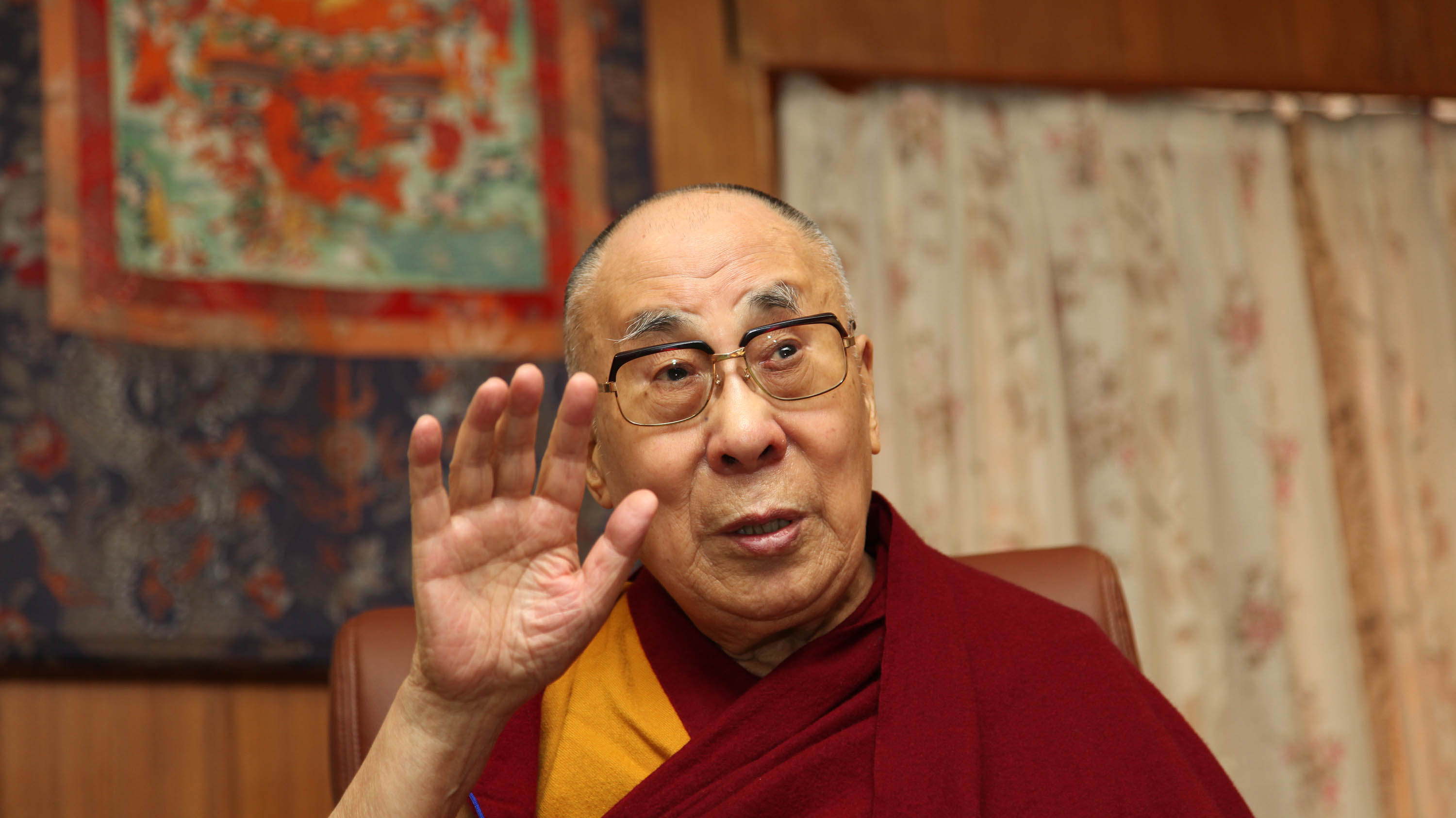 The Dalai Lama speaks in Dharamshala, India, in March 2019.