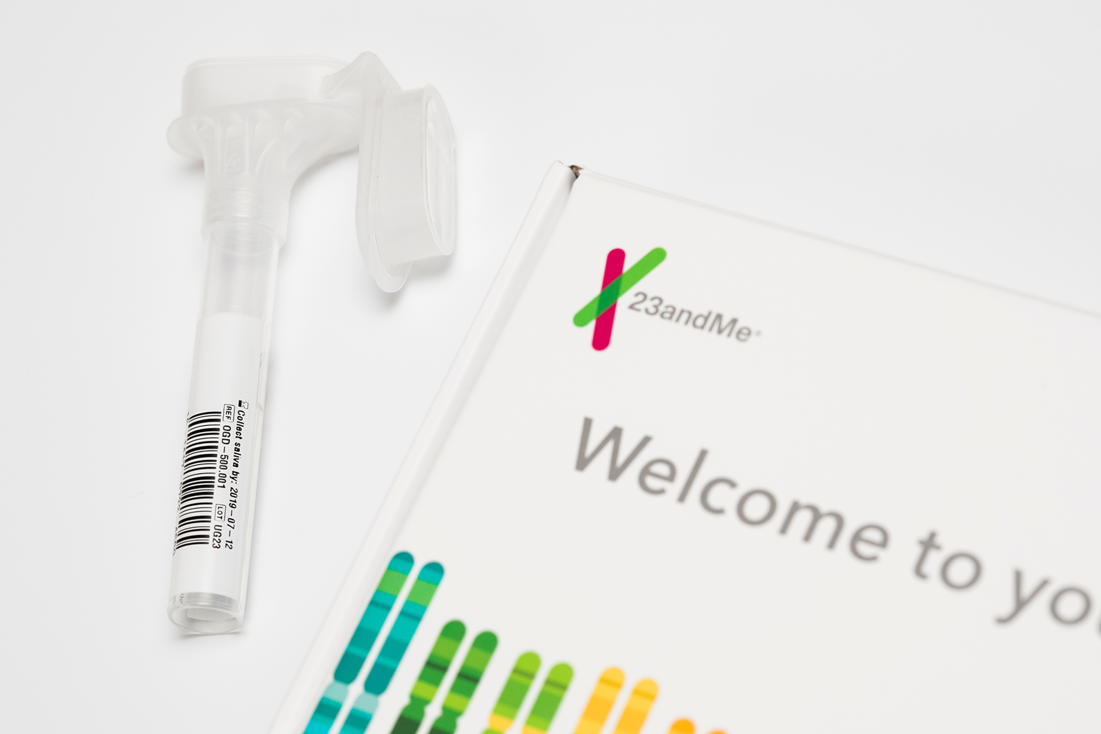 The contents of a 23andMe genetic testing kit as seen in Silver Spring, Maryland, on January 3, 2018. 