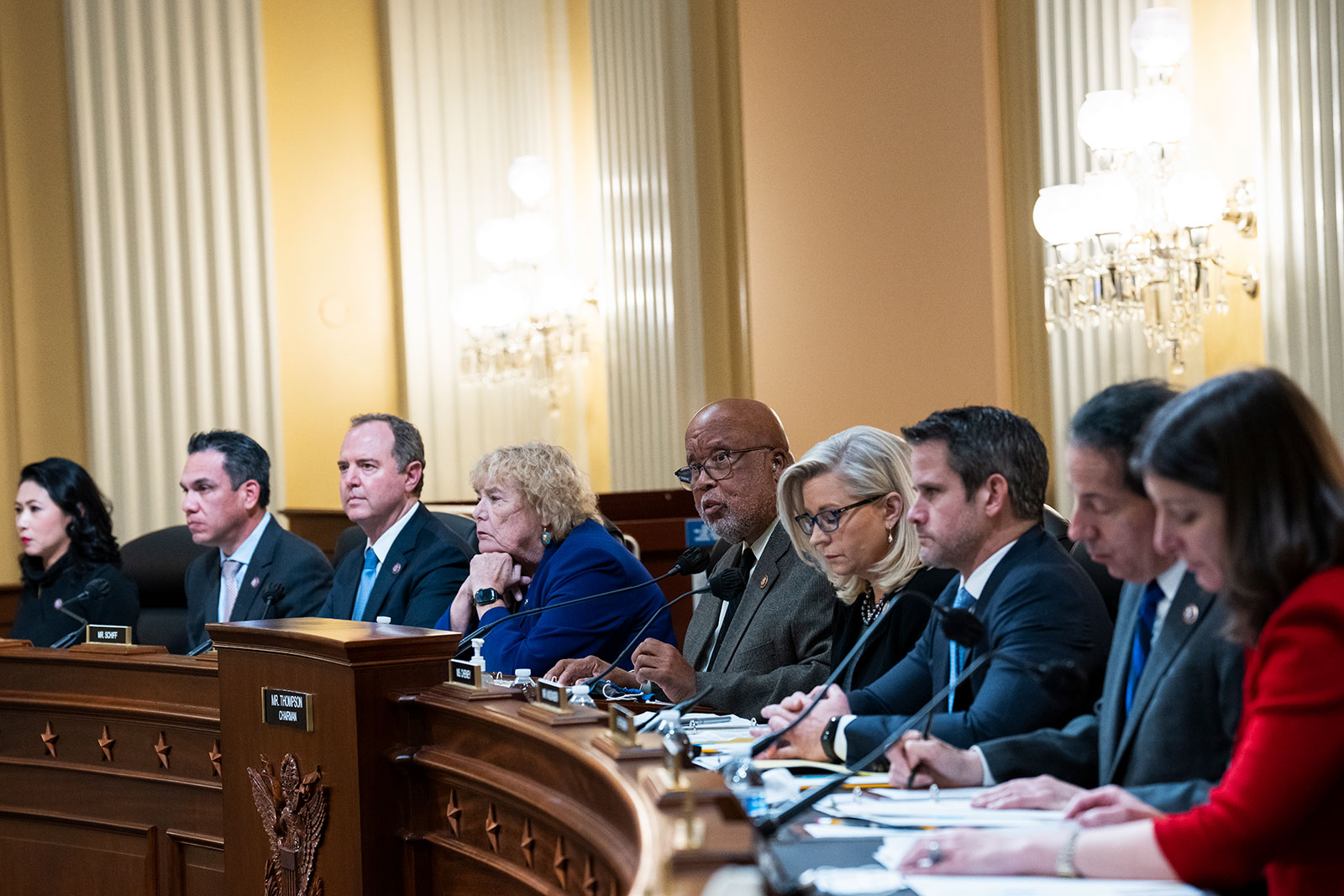 Chairman Bennie Thompson makes remarks during a House select committee meeting on December 1, 2021.
