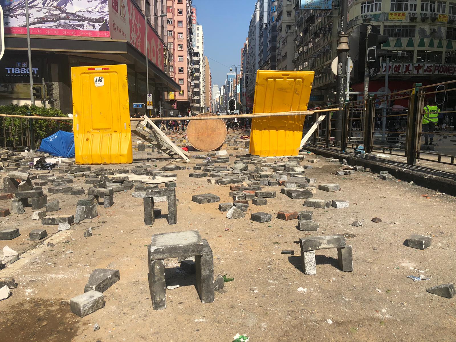 Nathan Road, usually a busy thoroughfare in Kowloon, was nearly empty Monday morning.