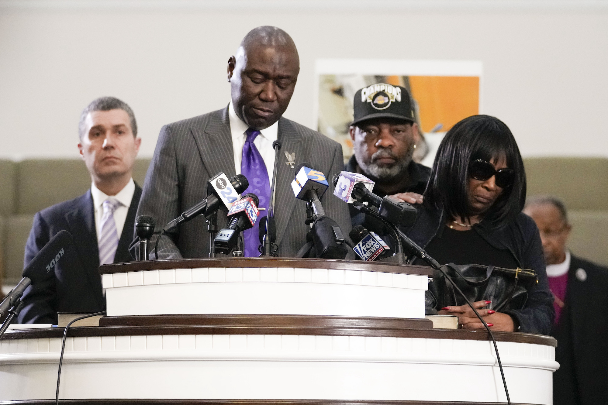 Civil rights attorney Ben Crump speaks at a news conference with the family of Tyre Nichols in Memphis on Monday.