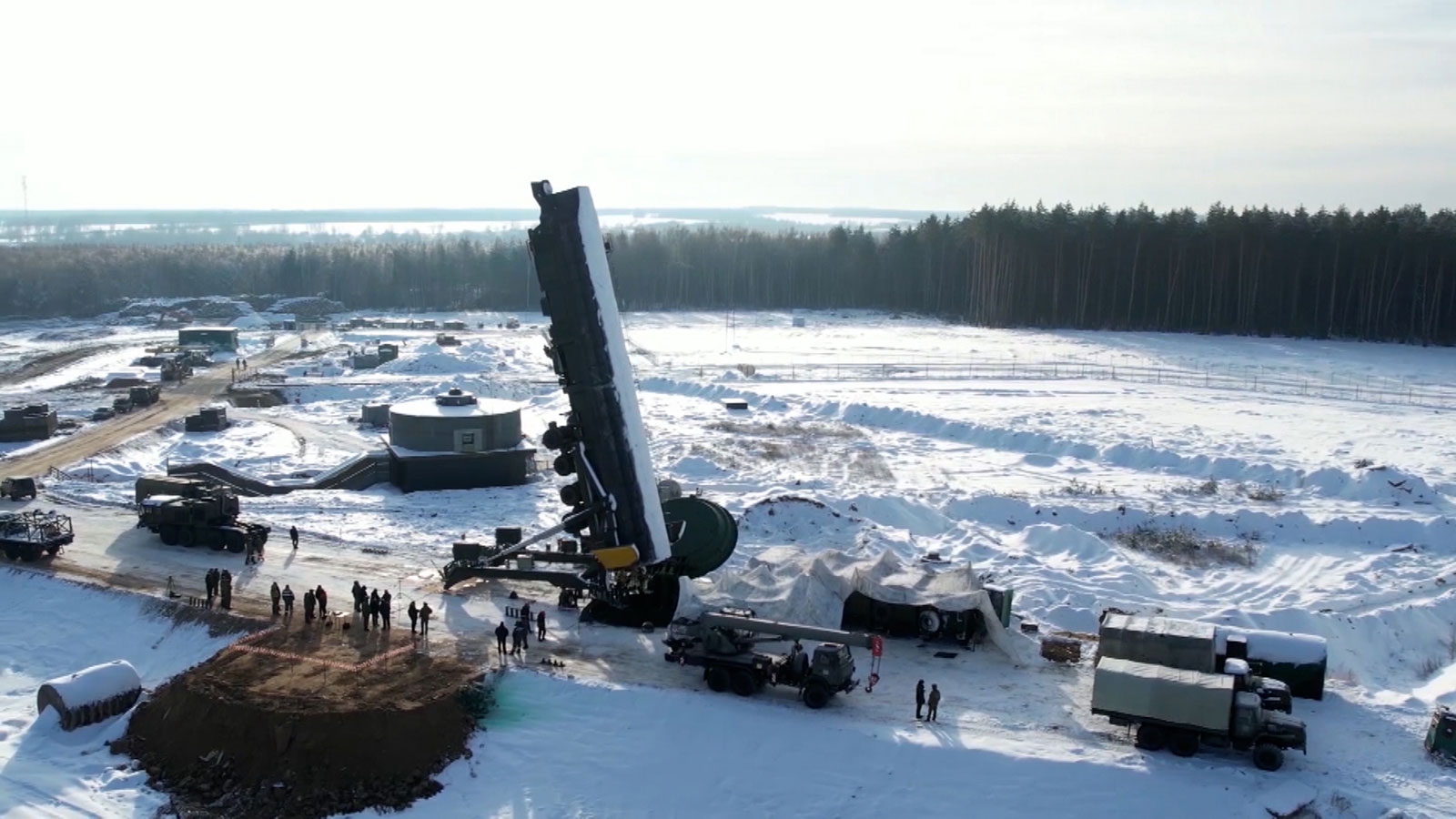 This video still shows a "Yars" ballistic missile loaded into a silo launcher in the Kaluga region. 