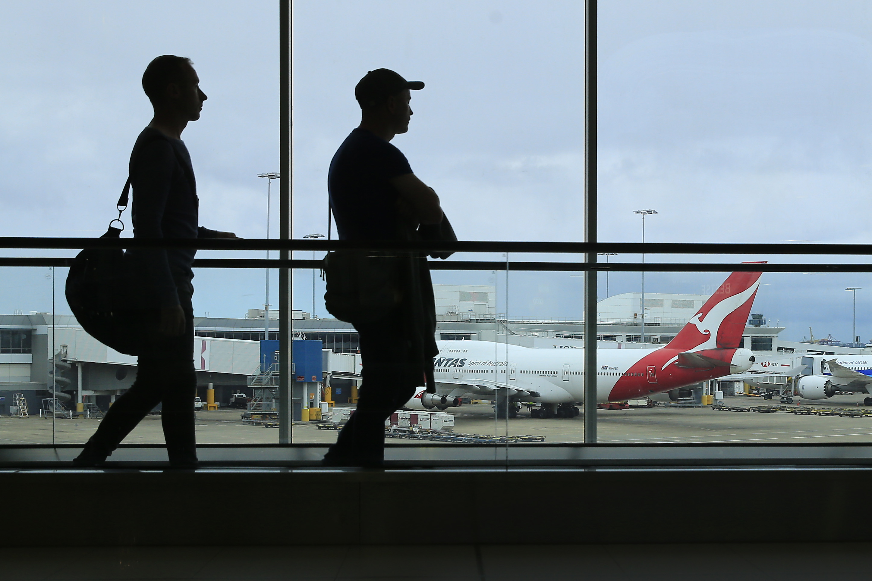 A Qantas jet sits on the tarmac at Sydney airport on March 10, in Sydney, Australia.