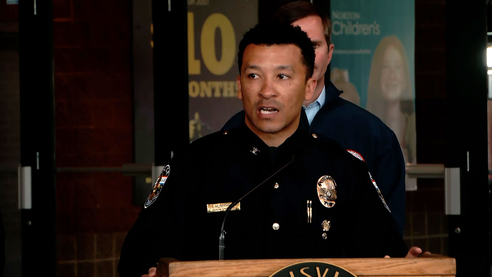 Louisville Metro Police Deputy Chief Paul Humphrey speaks during a press conference in Louisville on Monday.