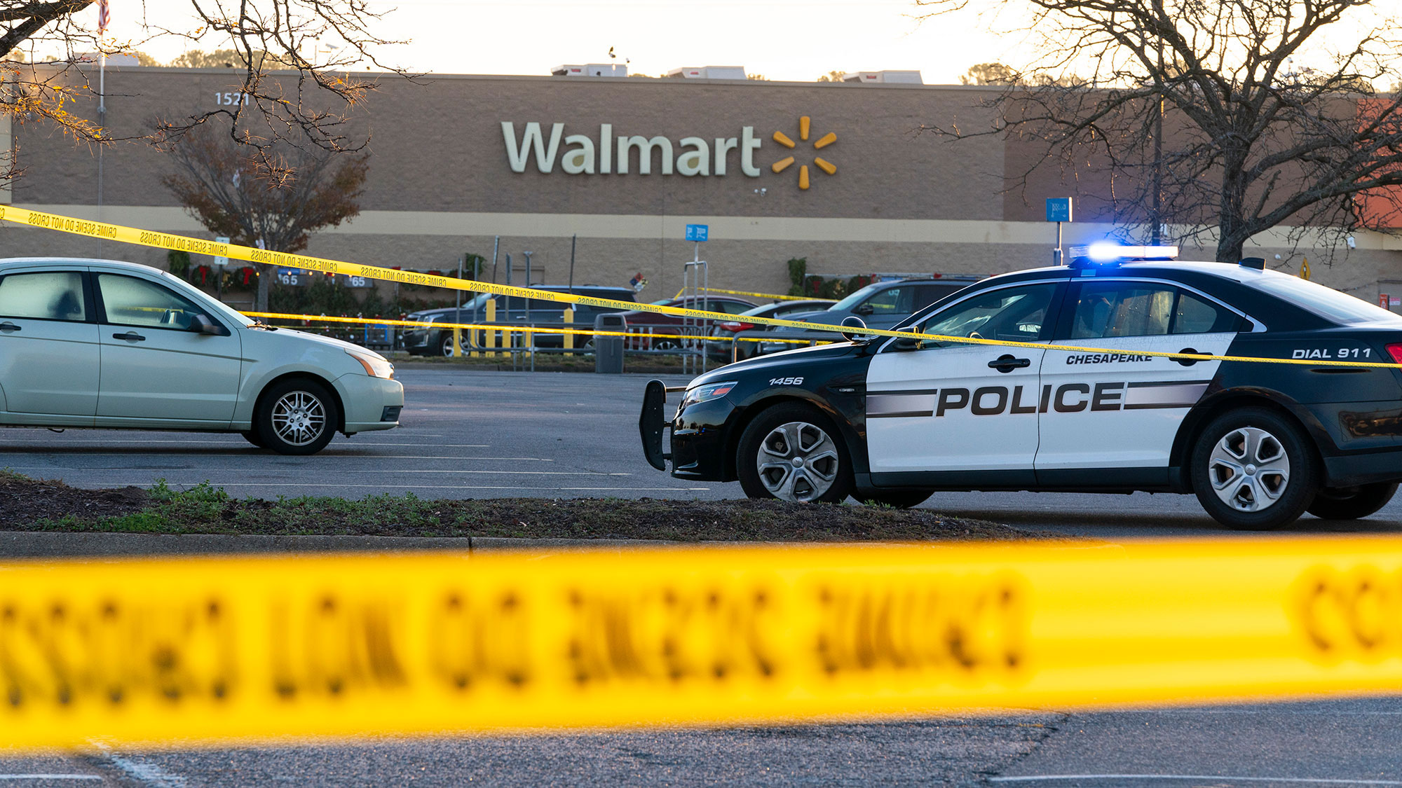 Law enforcement work the scene of a shooting at a Walmart in Chesapeake, Virginia, on November 23. 