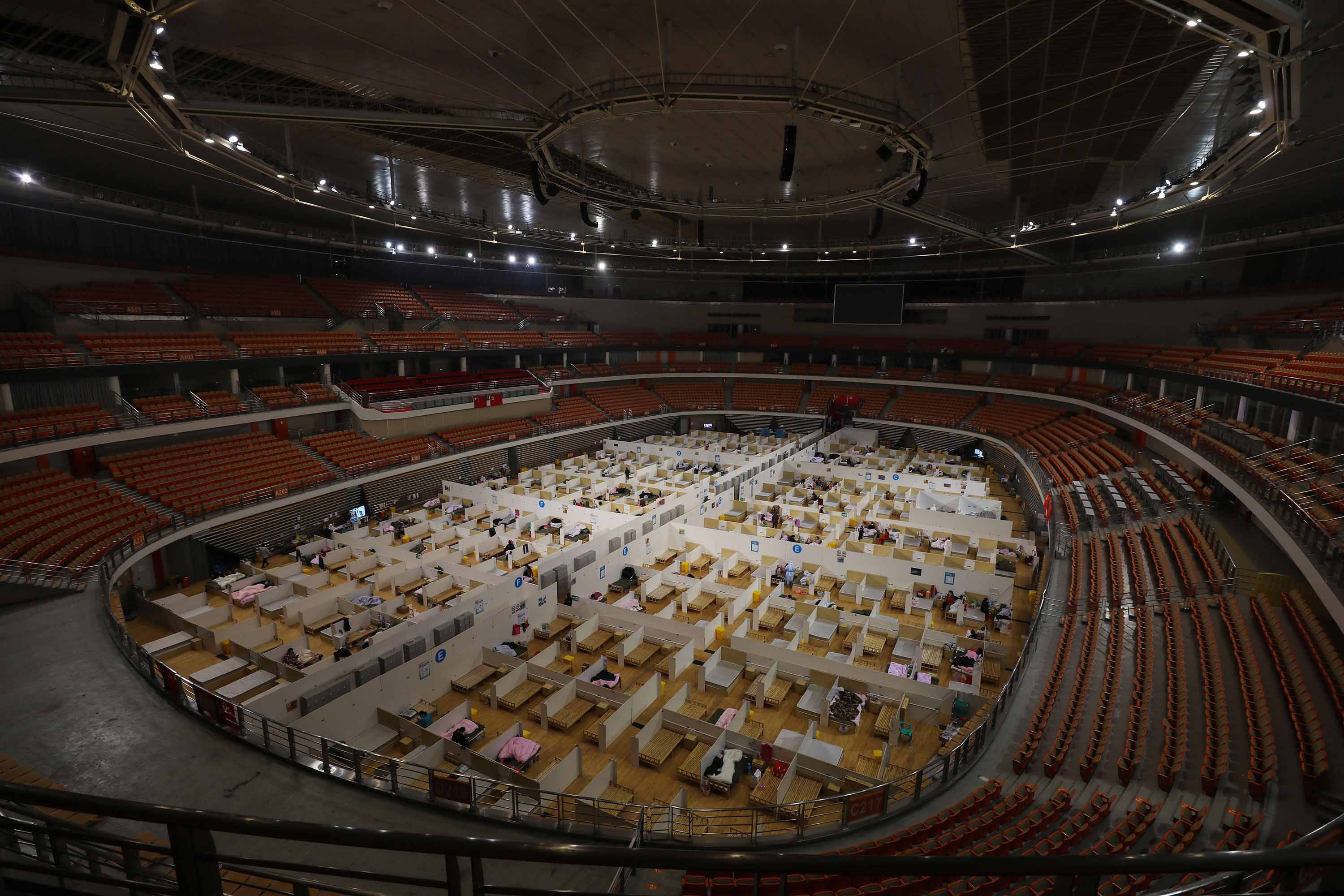 A view of a temporary hospital for coronavirus patients in Wuhan, China, on March 5.