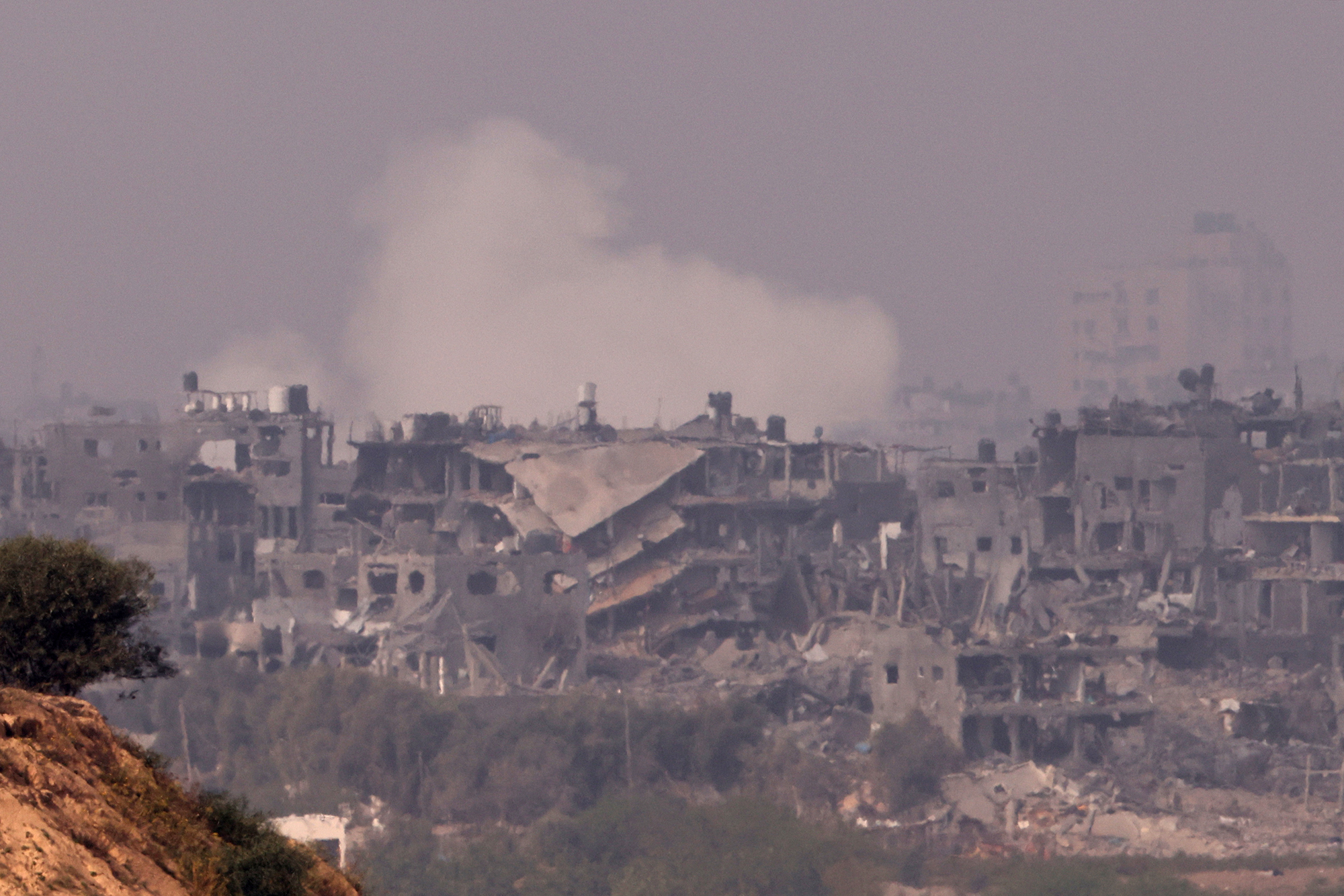 Smoke billows in Gaza during the Israeli bombardment of the enclave on November 2.