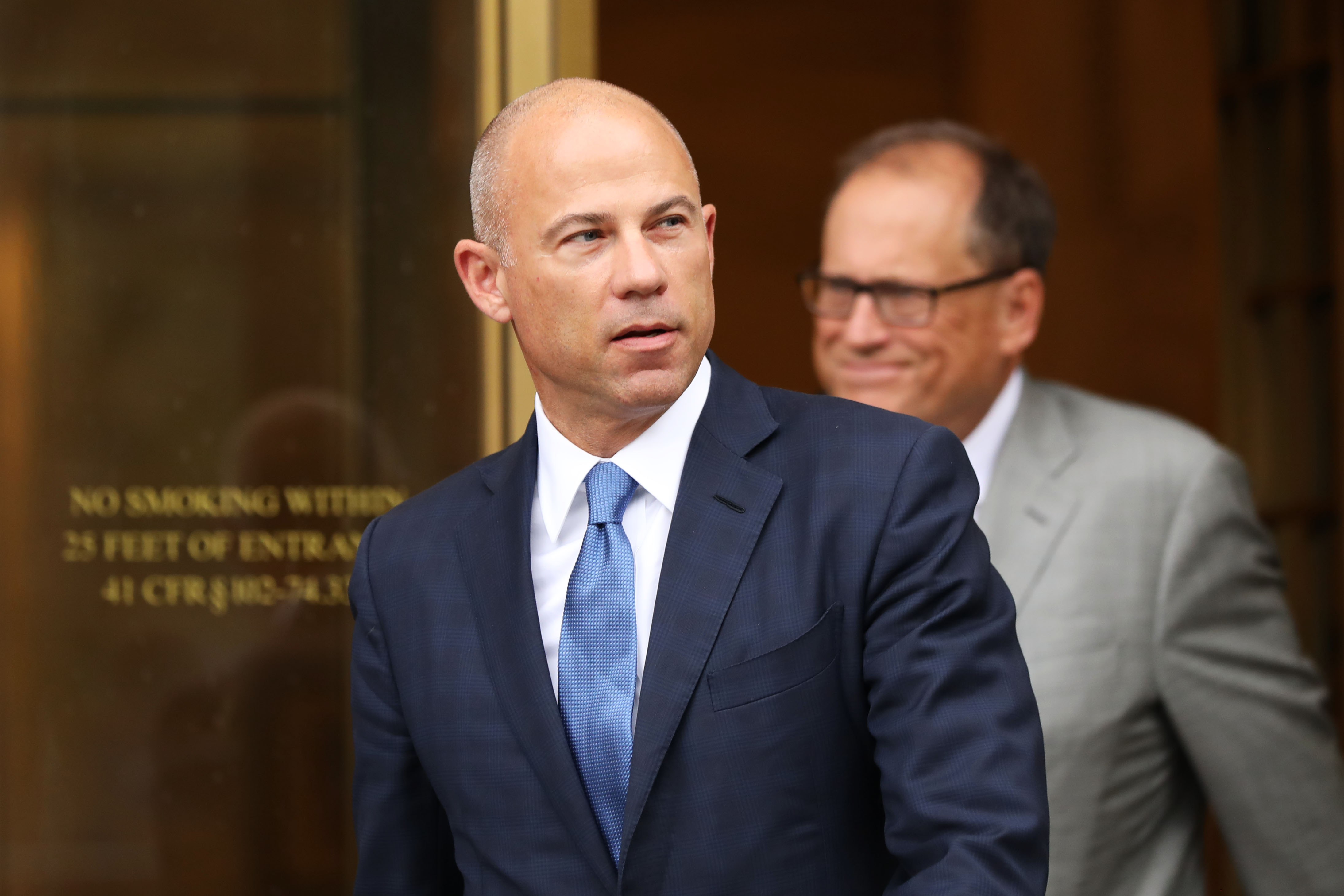Celebrity attorney Michael Avenatti walks out of a New York court house on July 23, 2019 in New York City.