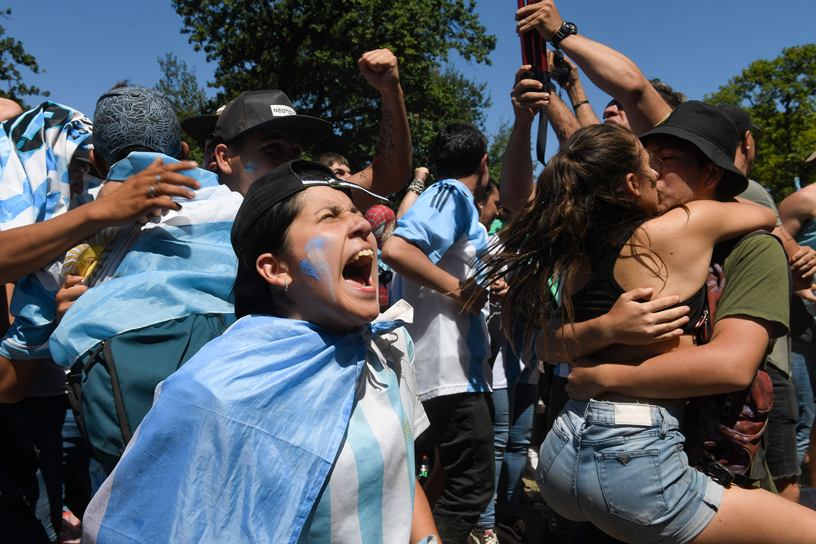 Soccer fans in Buenos Aires celebrate their team's World Cup victory over France on Sunday. 