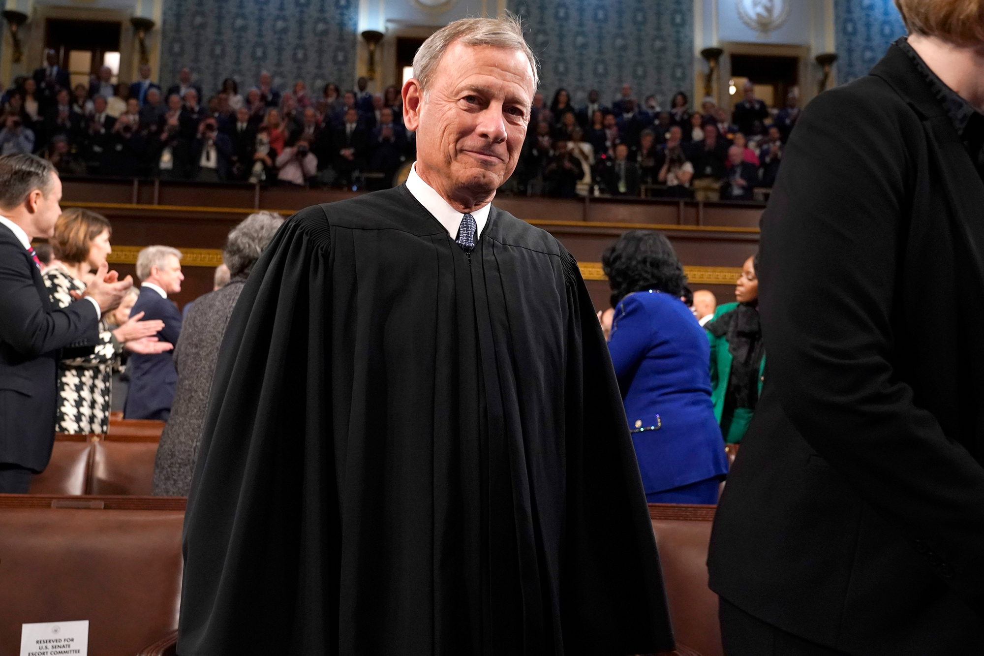 Chief Justice of the United States John Roberts attends the State of the Union address on February 7 in the House Chamber of the U.S. Capitol in Washington, DC.
