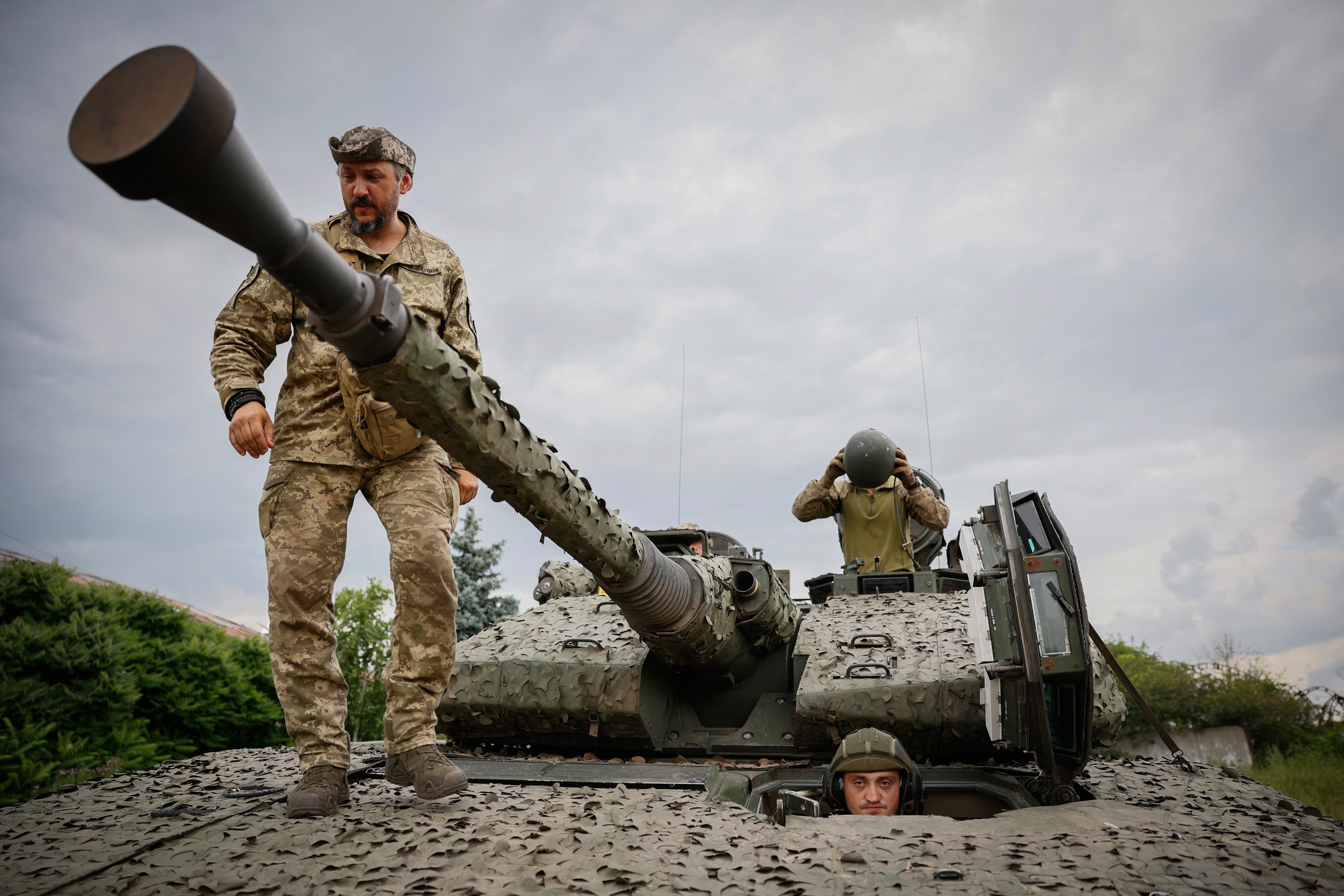Ukrainian soldiers at their positions near Bakhmut, Donetsk region, on Sunday.