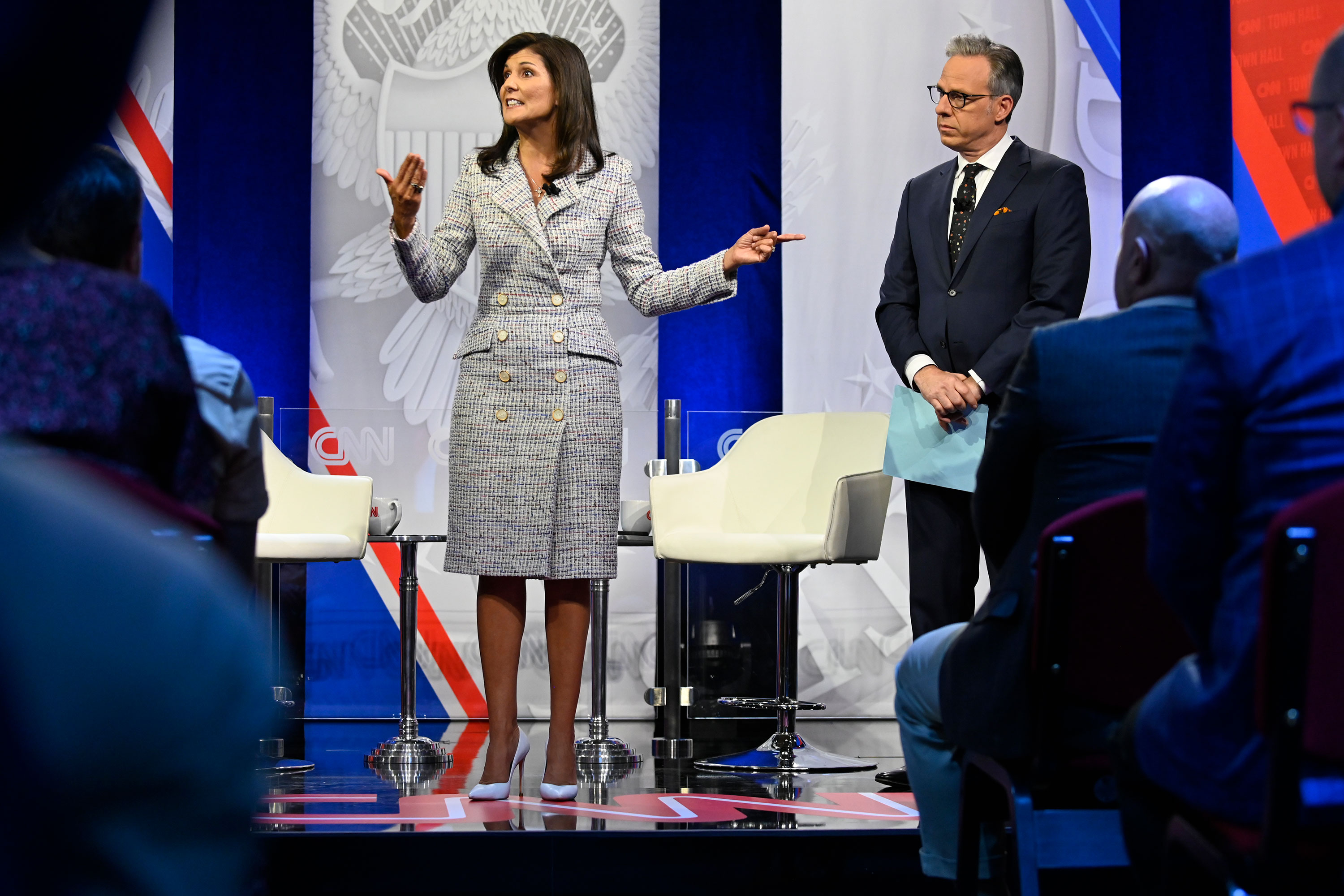 Nikki Haley participates in a CNN Republican Town Hall moderated by CNN’s Jake Tapper at Grand View University in Des Moines, Iowa, on Sunday, June 4. 