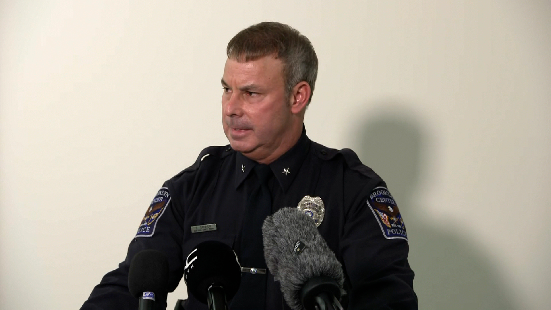 Brooklyn Center Police Chief Tim Gannon speaks at a press conference on Monday.