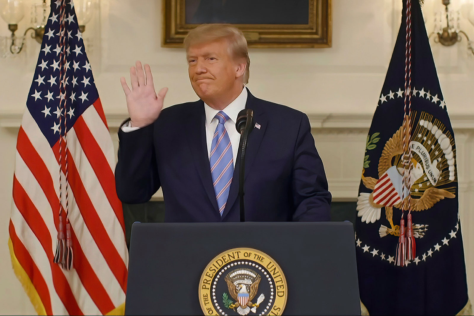 Video released by the House select committee shows former President Donald Trump recording a video statement at the White House on January 7, 2021.