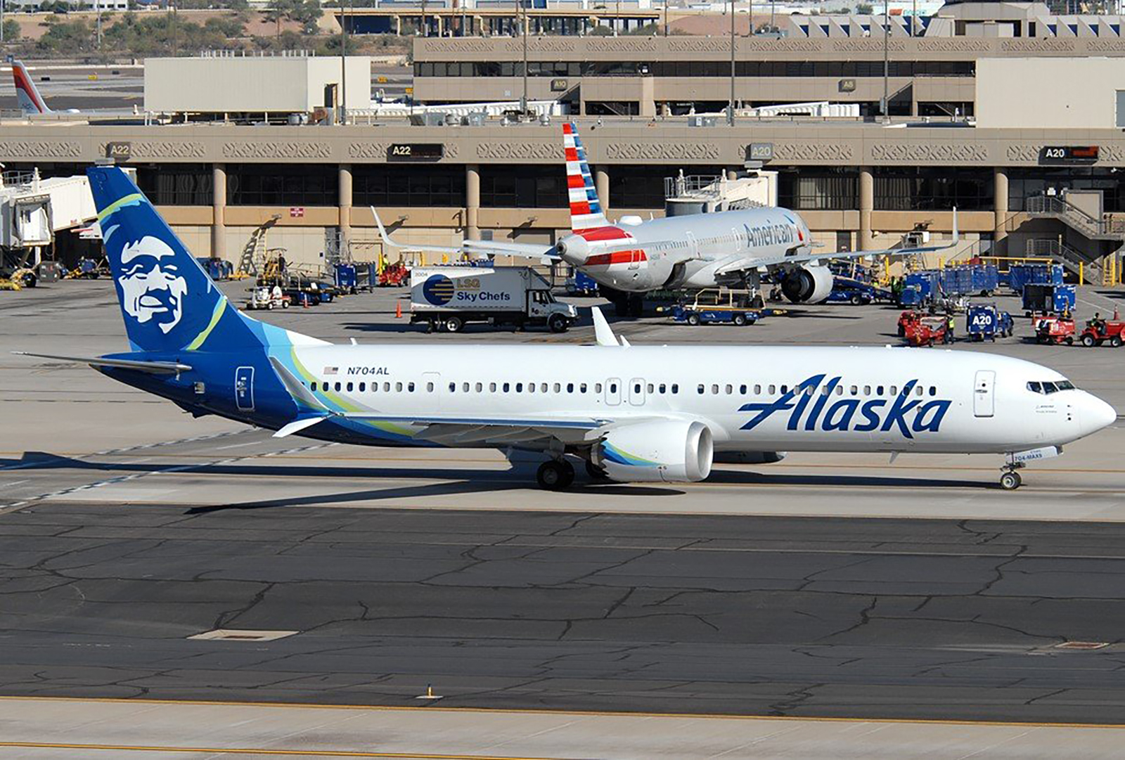 This file photo, taken at Phoenix Sky Harbor International Airport in Arizona on November 23, 2023, shows the Alaska Airlines plane that lost part of its fuselage in flight on January 5, 2024.