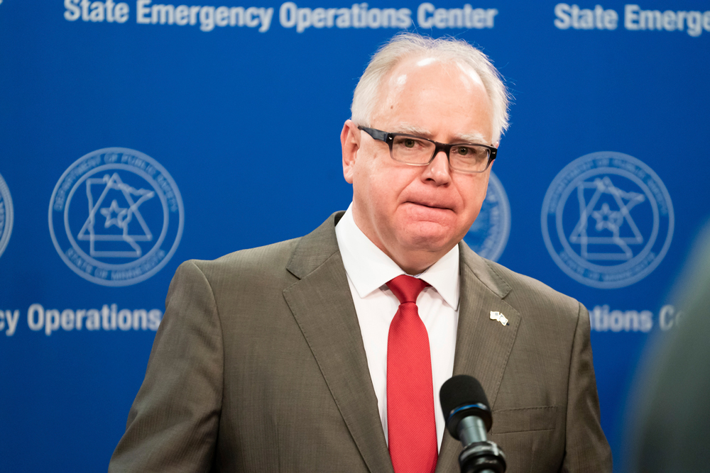 Minnesota Gov. Tim Walz provides an update on the state's next steps to respond to the coronavirus during a news conference on Wednesday, April 8 in St. Paul, Minnesota. 