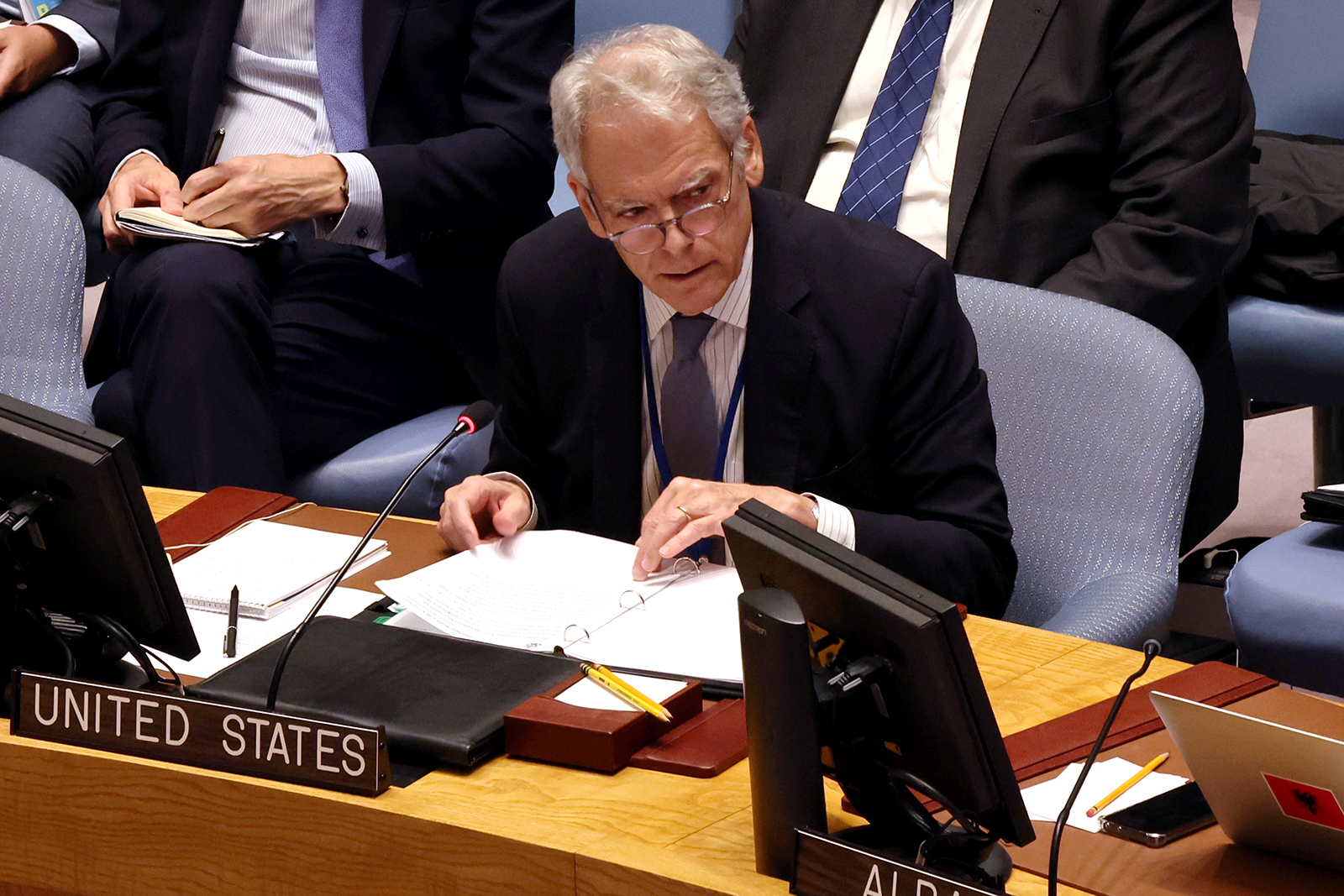 U.S. Ambassador for Special Political Affairs, Jeffrey DeLaurentis, speaks during a U.N. Security Council meeting at the United Nations Headquarters in New York, Unites on September 6, 2022 in New York City. 