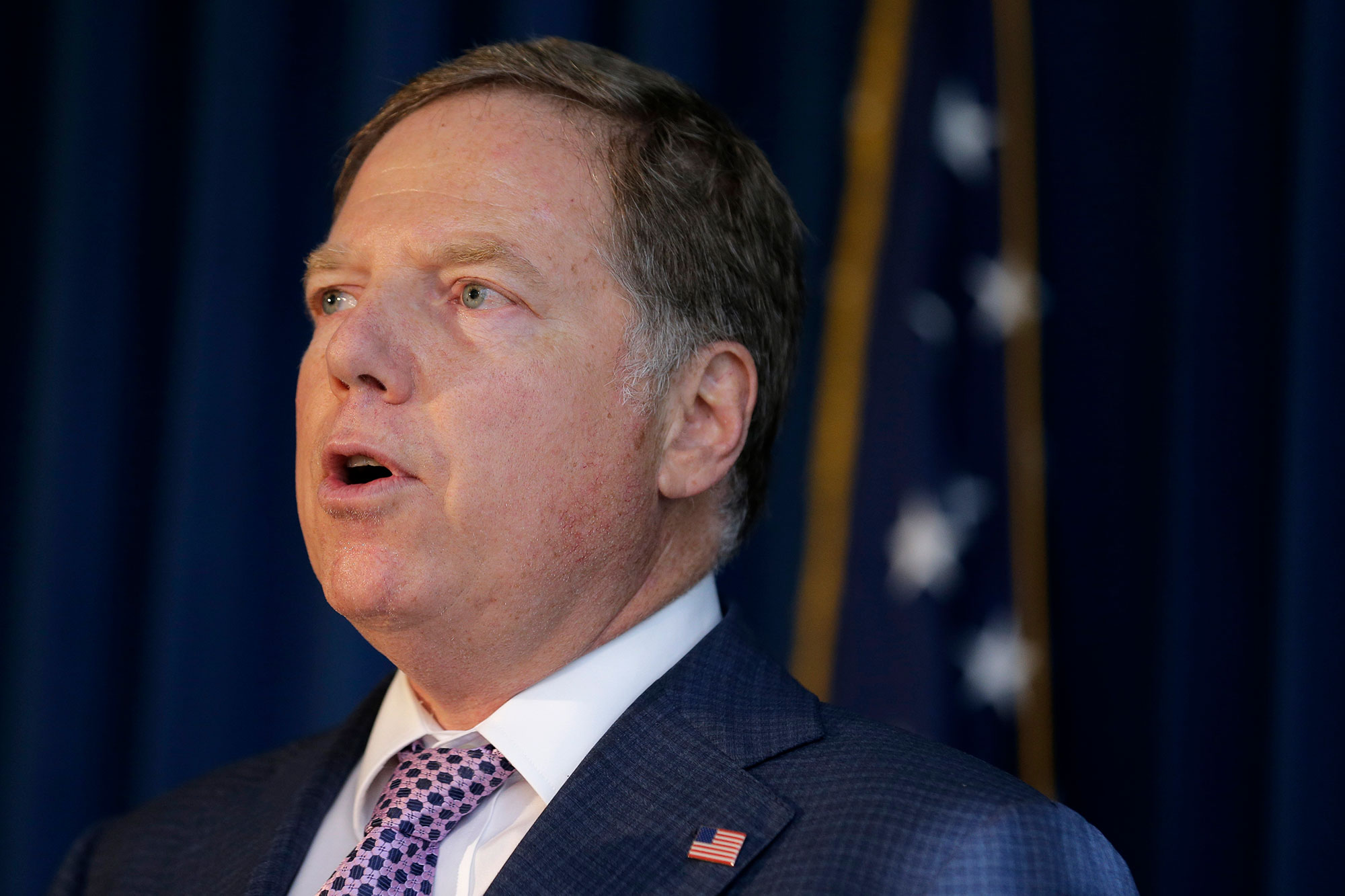 US Attorney for the Southern District of New York Geoffrey Berman speaks during a news conference in New York on Oct. 10, 2019. 
