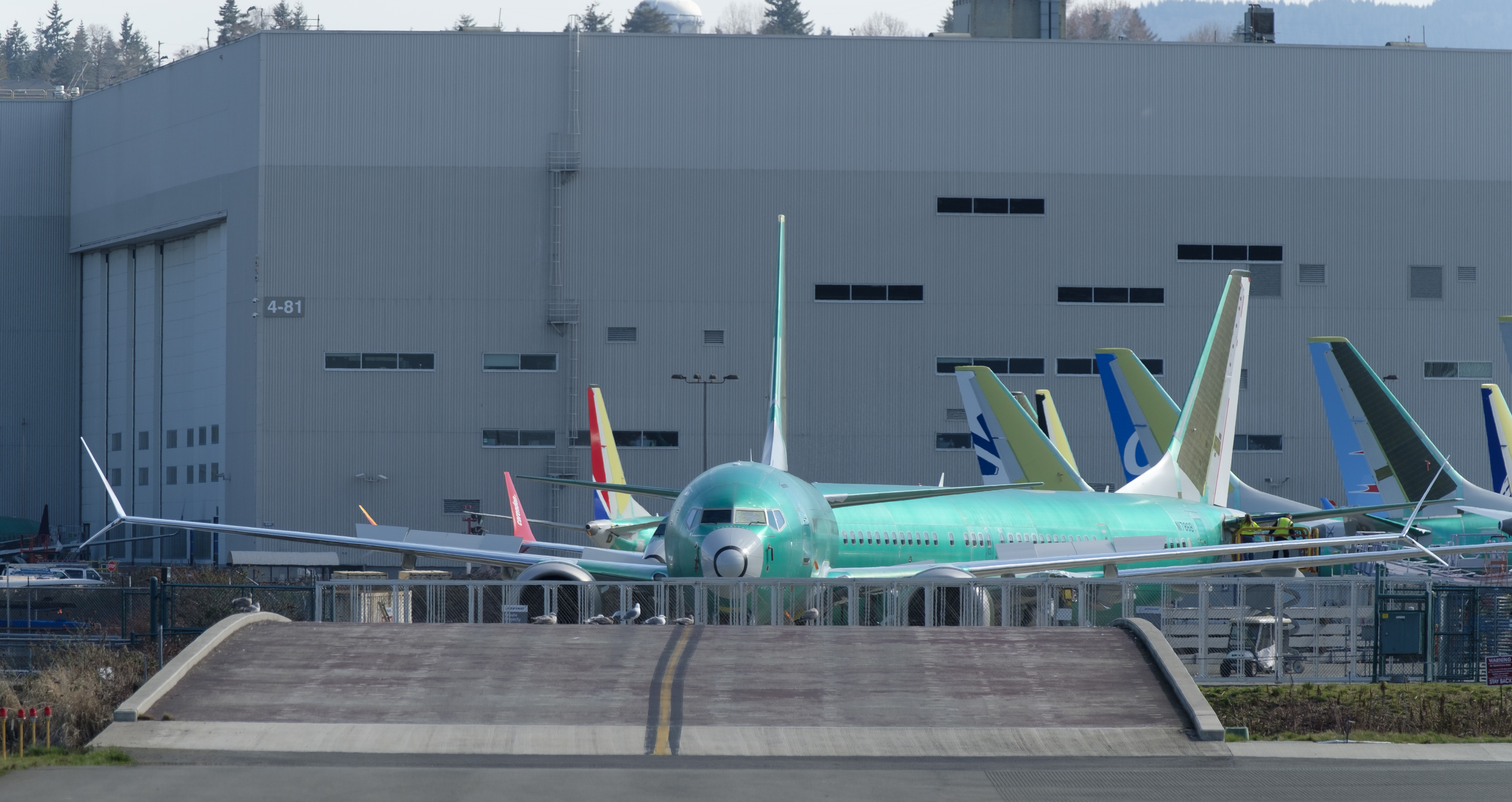 A Boeing 737 MAX 8 airplane is pictured outside the company's factory on March 22, 2019 in Renton, Washington. 