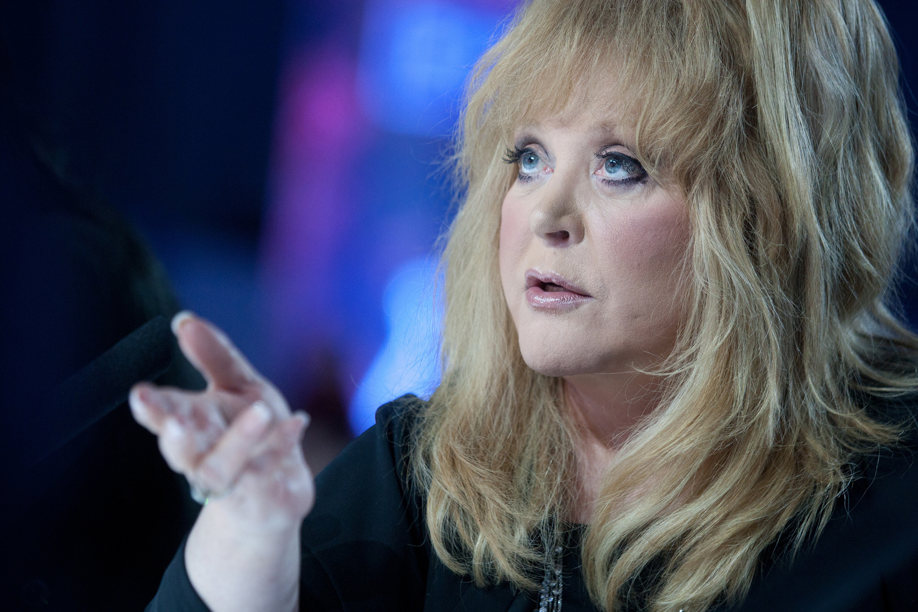 Russian pop legend Alla Pugacheva looks on during a casting session for a musical television show on March 22, 2011 in Moscow, Russia.