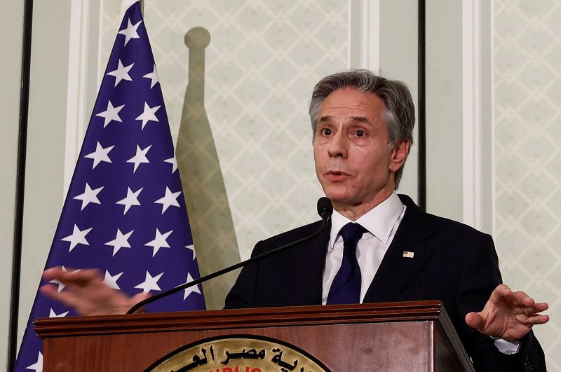 US Secretary of State Antony Blinken speaks during a news conference in Cairo, Egypt, on Thursday, March 21. 