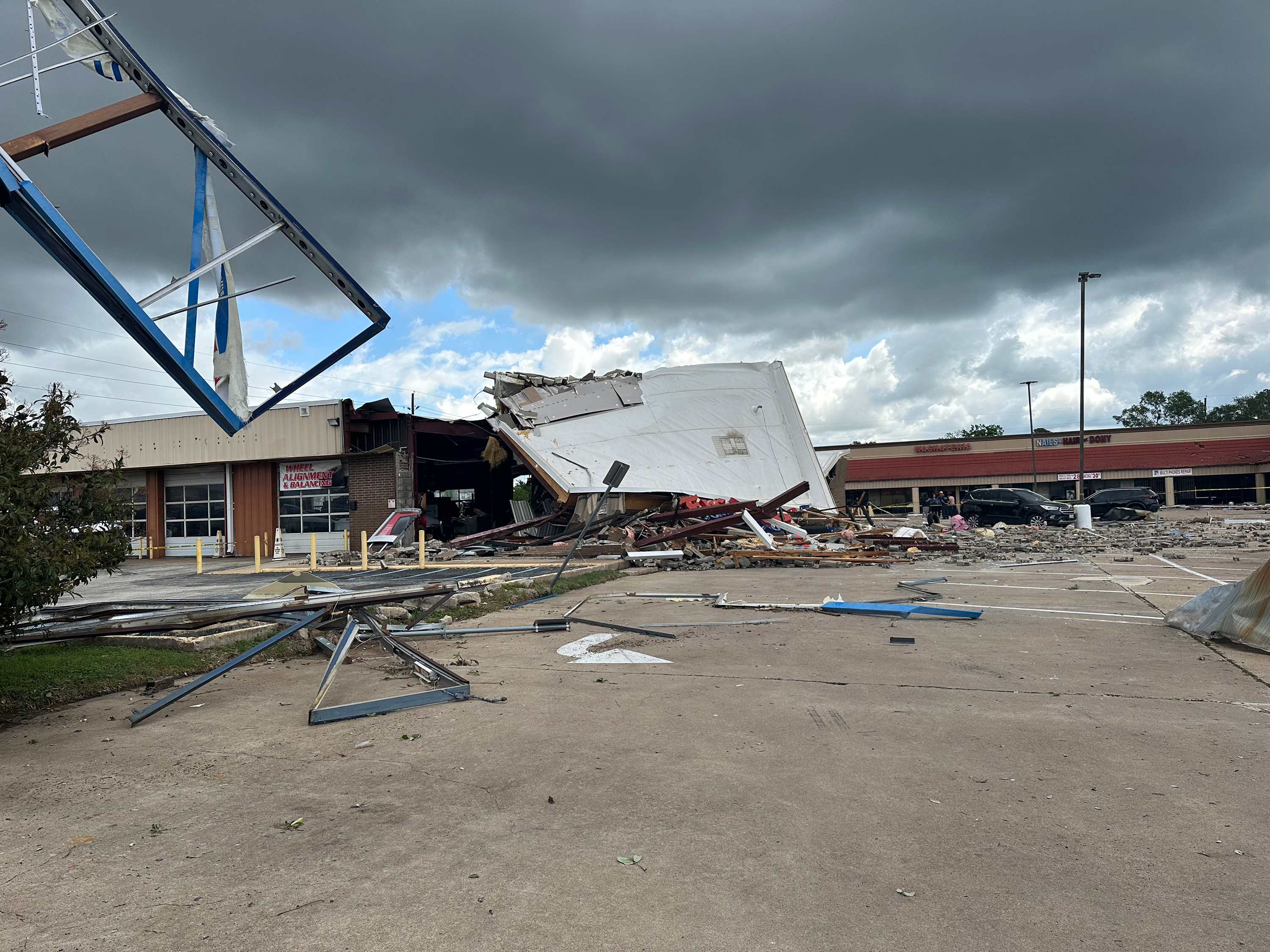 Storm damage is seen in Katy, Texas, on Wednesday.