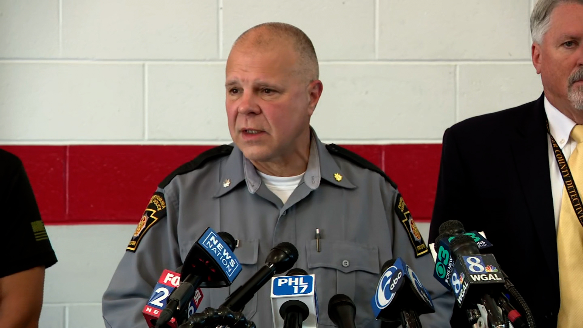 Pennsylvania State Police Lt. Colonel George Bivens speaks during a press conference on Tuesday. 