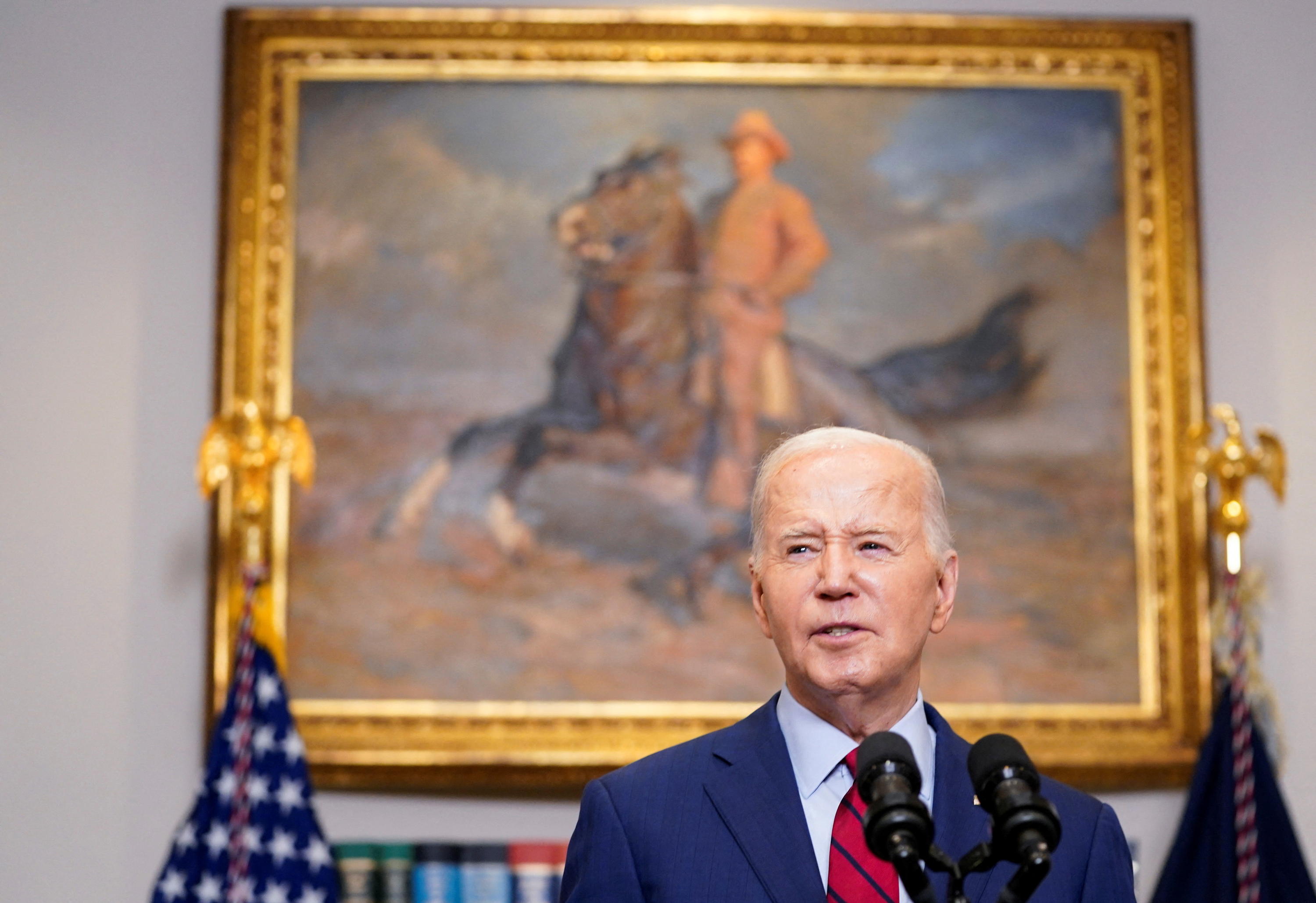 Joe Biden speaks in the Roosevelt Room at the White House in Washington, DC, on May 2.