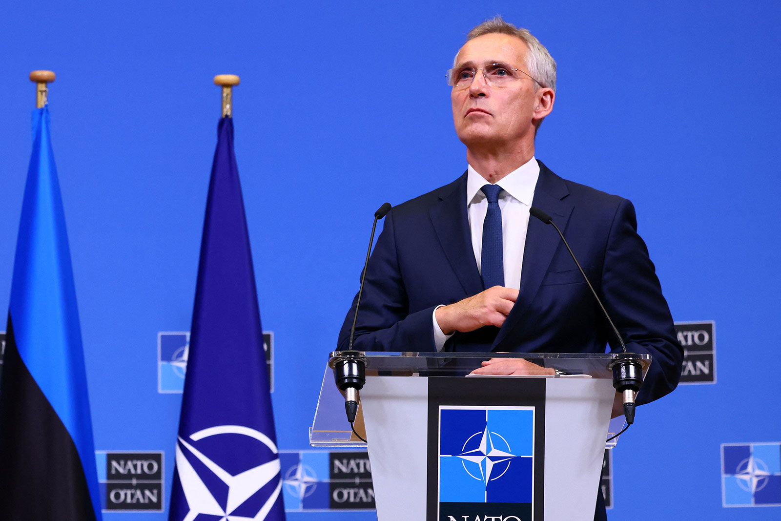 NATO Secretary-General Jens Stoltenberg is seen during a press conference at the NATO Headquarters in Brussels, Belgium on Wednesday, June 28.