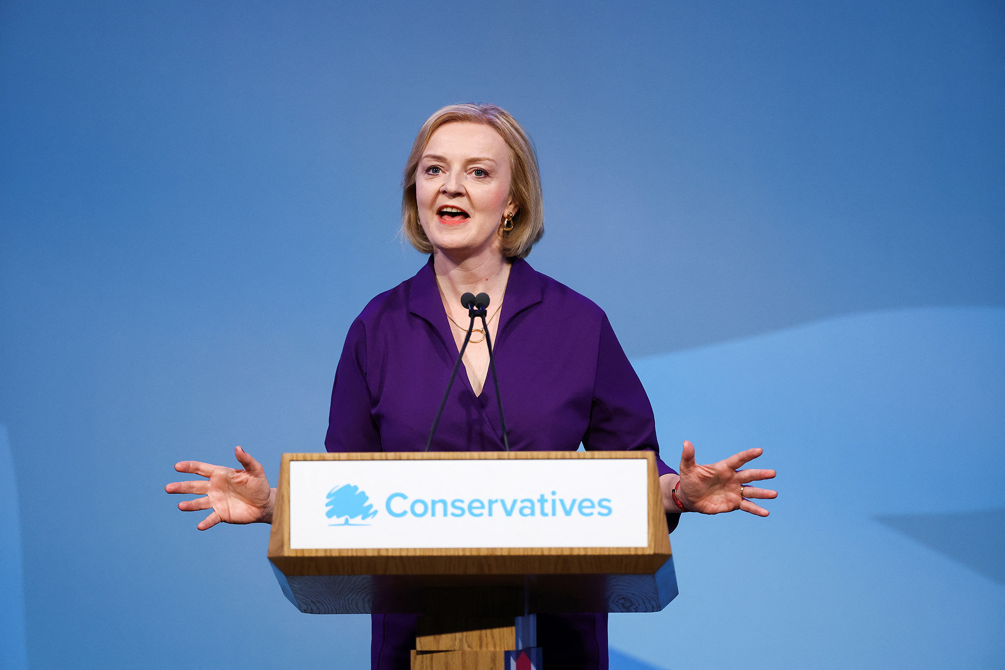Liz Truss speaks after being announced as Britain's next Prime Minister at The Queen Elizabeth II Centre in London, Britain, on September 5.
