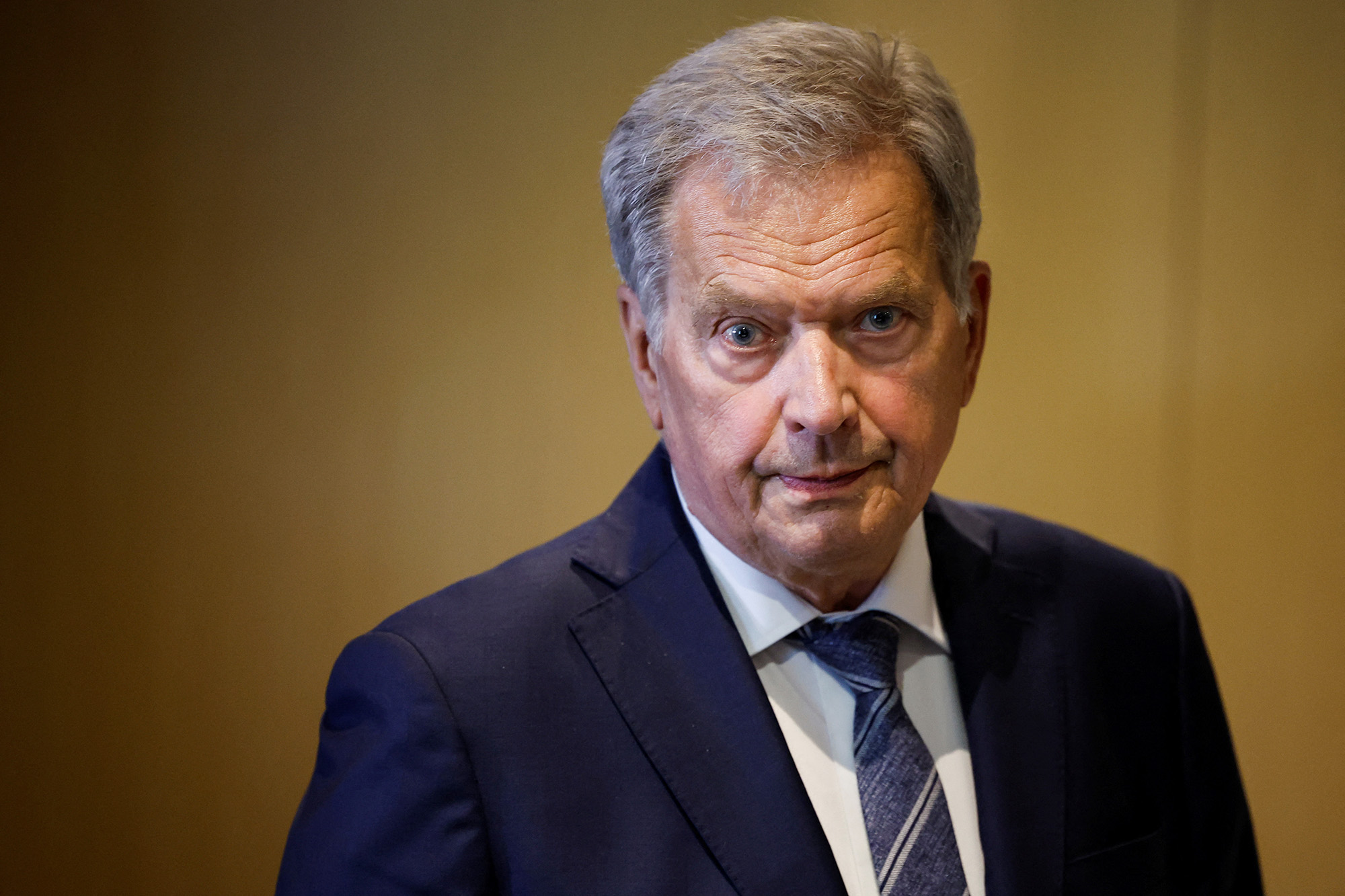 Finland's President Sauli Niinisto attends a briefing ahead of a NATO summit in Madrid, Spain, on June 28.