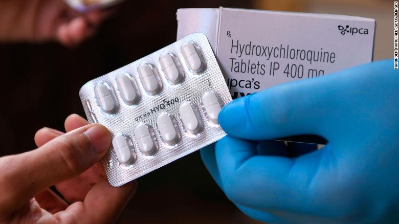 A vendor displays hydroxychloroquine tablets at a pharmacy in Amritsar, India, on April 27.